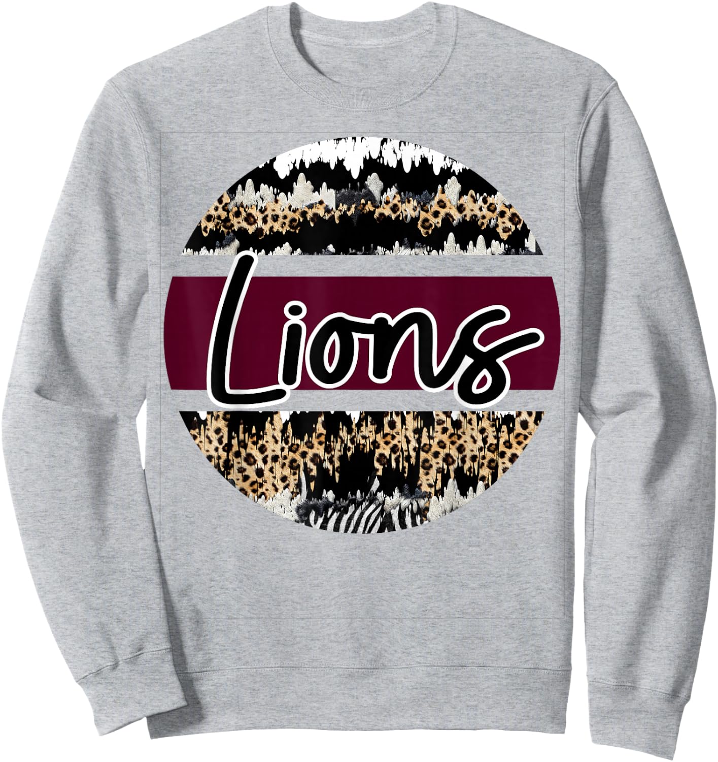 Lions Maroon White School Spirit Sweatshirt - Sweatshirt | Ash