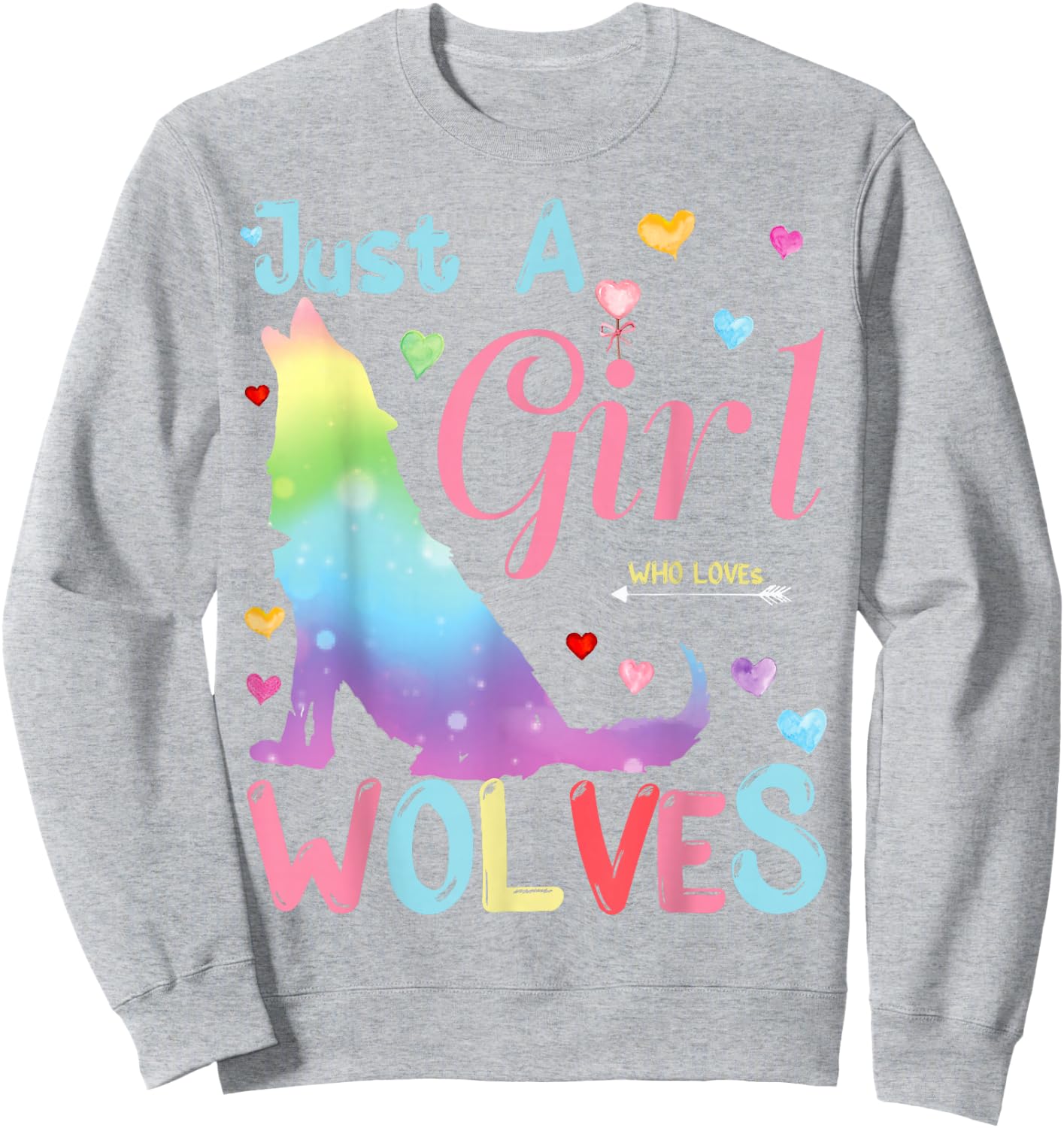 Wolves Cute Wolf Toddler Girls Howling Kids Wolf Costume Sweatshirt - Sweatshirt | Ash
