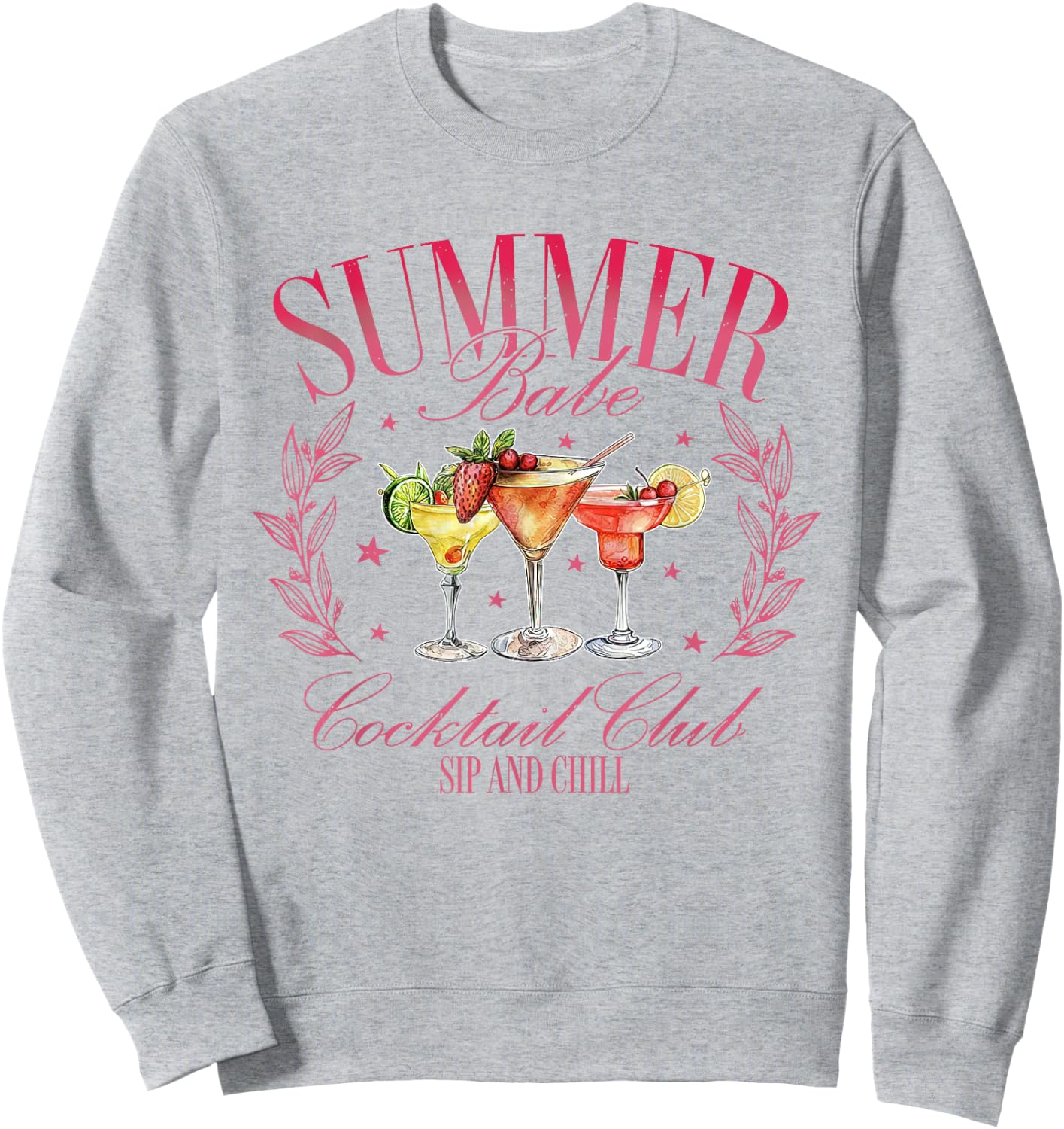 Vintage Retro Summer Babe Cocktail Club Drinking Lovers Sweatshirt - Sweatshirt | Ash
