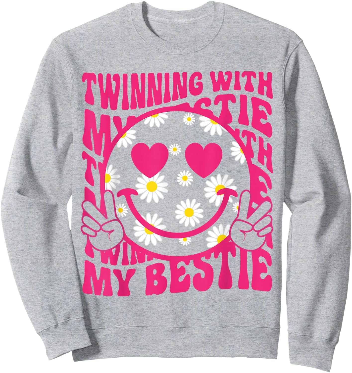 Twinning With My Bestie Spirit Week Twin Day Best Friend 70s Sweatshirt - Sweatshirt | Ash