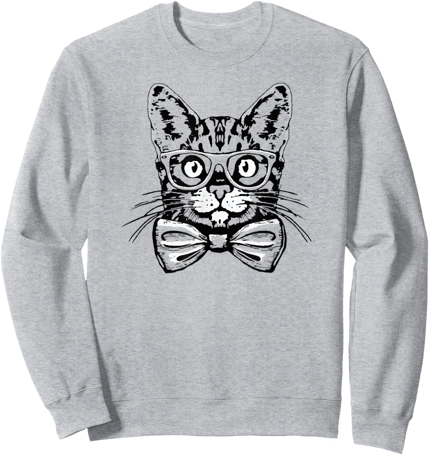 Hipster Cat Bowtie Glasses Pop Art Funny Cute Cat Lover Women Kids Sweatshirt - Sweatshirt | Ash