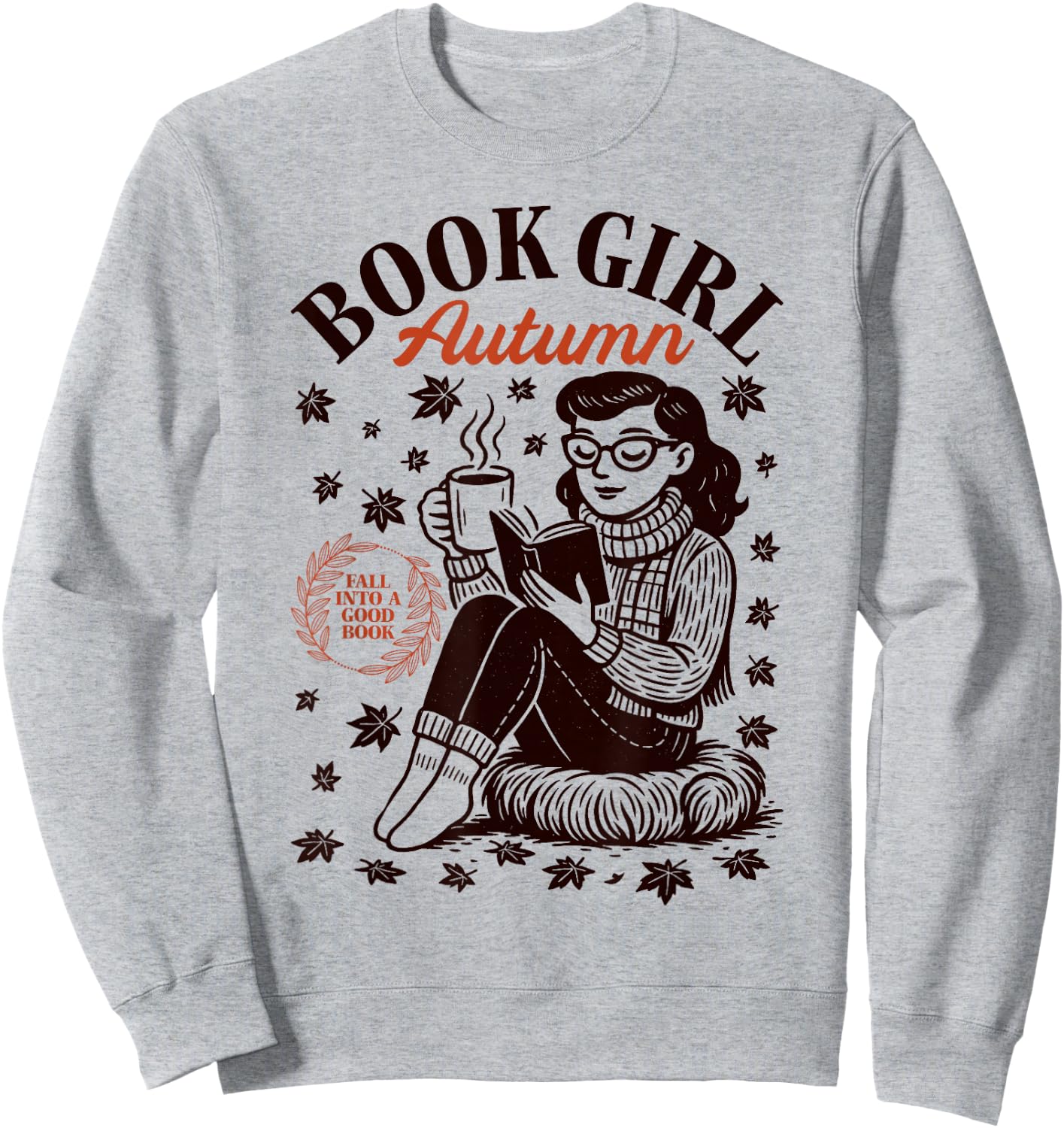 Book Girl Autumn Fall Reading Lover Vintage Fall Vibes Sweatshirt - Sweatshirt | Ash