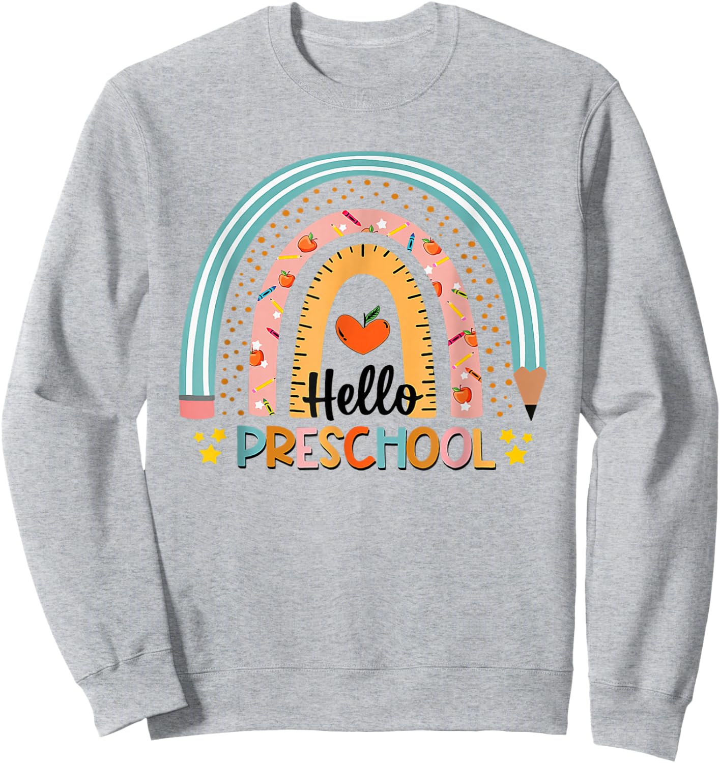 Hello Preschool Boho Rainbow Teacher Back to School Sweatshirt - Sweatshirt | Ash
