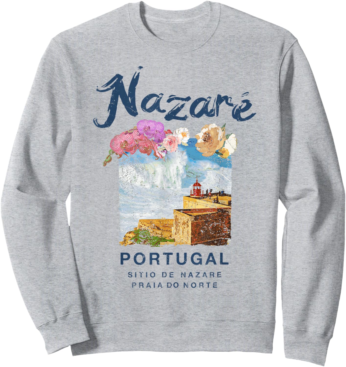 Nazare Portugal Praia do Norte Vintage Surfing Sweatshirt - Sweatshirt | Ash