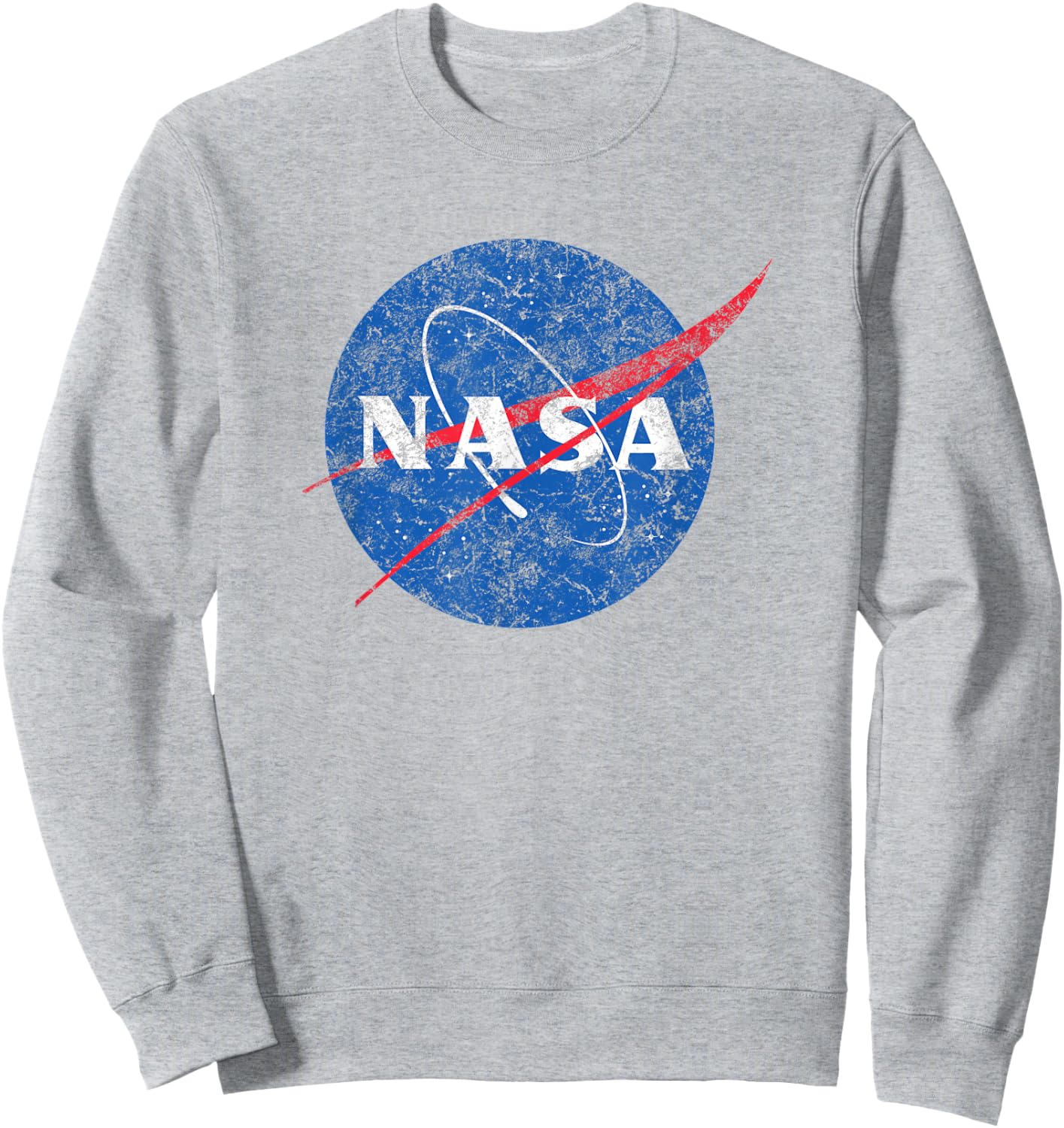 Officially Licensed NASA Meatball Logo Space Crew Distressed Sweatshirt - Sweatshirt | Ash