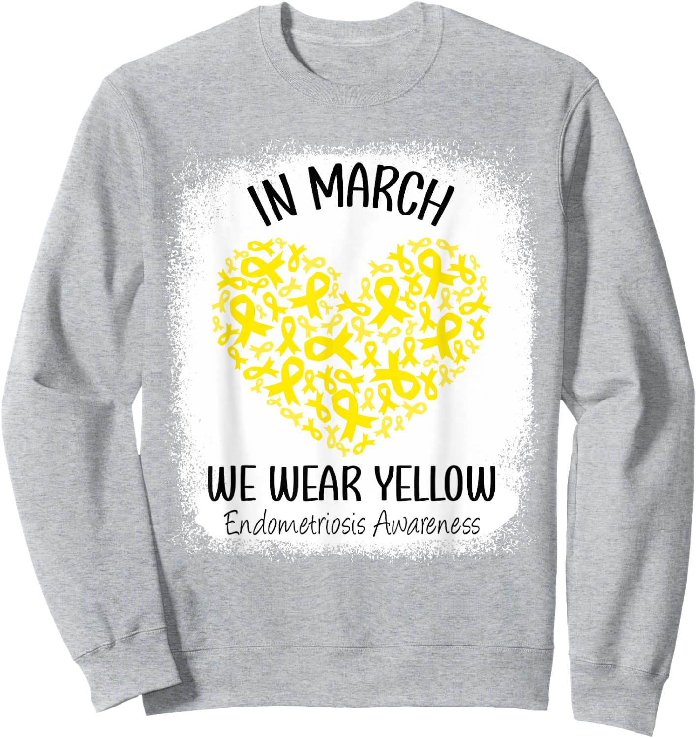 Heart In March We Wear Yellow Endometriosis Awareness Sweatshirt - Sweatshirt | Ash