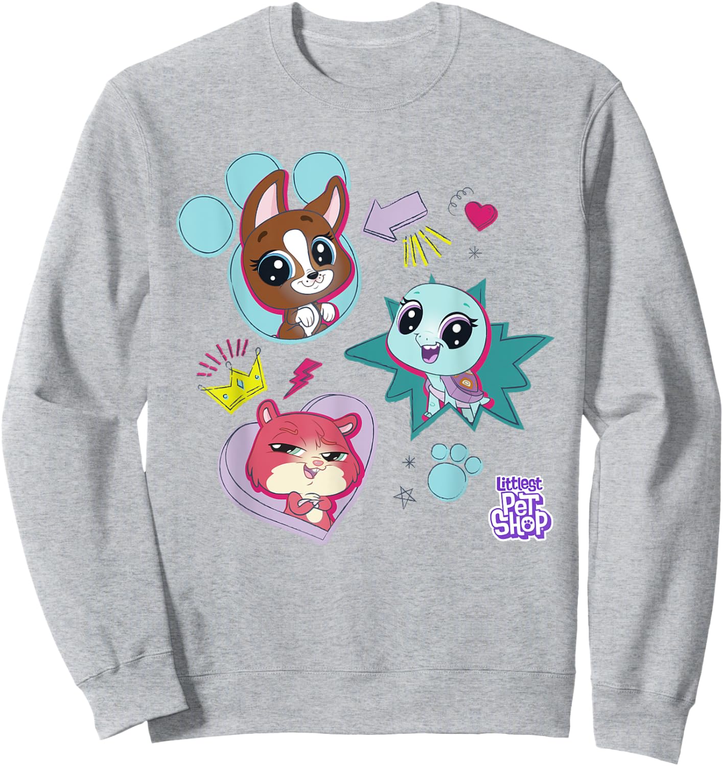 Littlest Pet Shop Pawsitively Cute Group Sweatshirt - Sweatshirt | Ash
