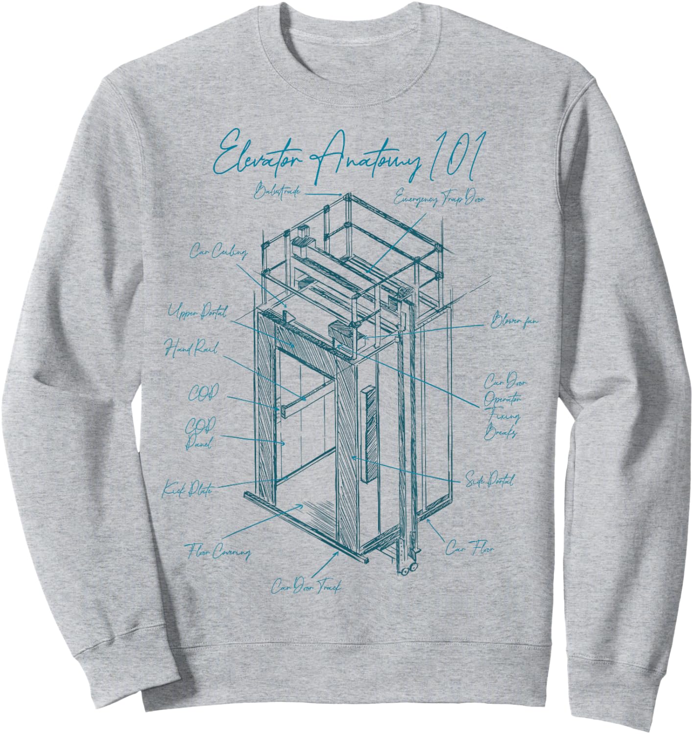 Anatomy of Elevator Construction Elevator Mechanic Liftman Sweatshirt - Sweatshirt | Ash