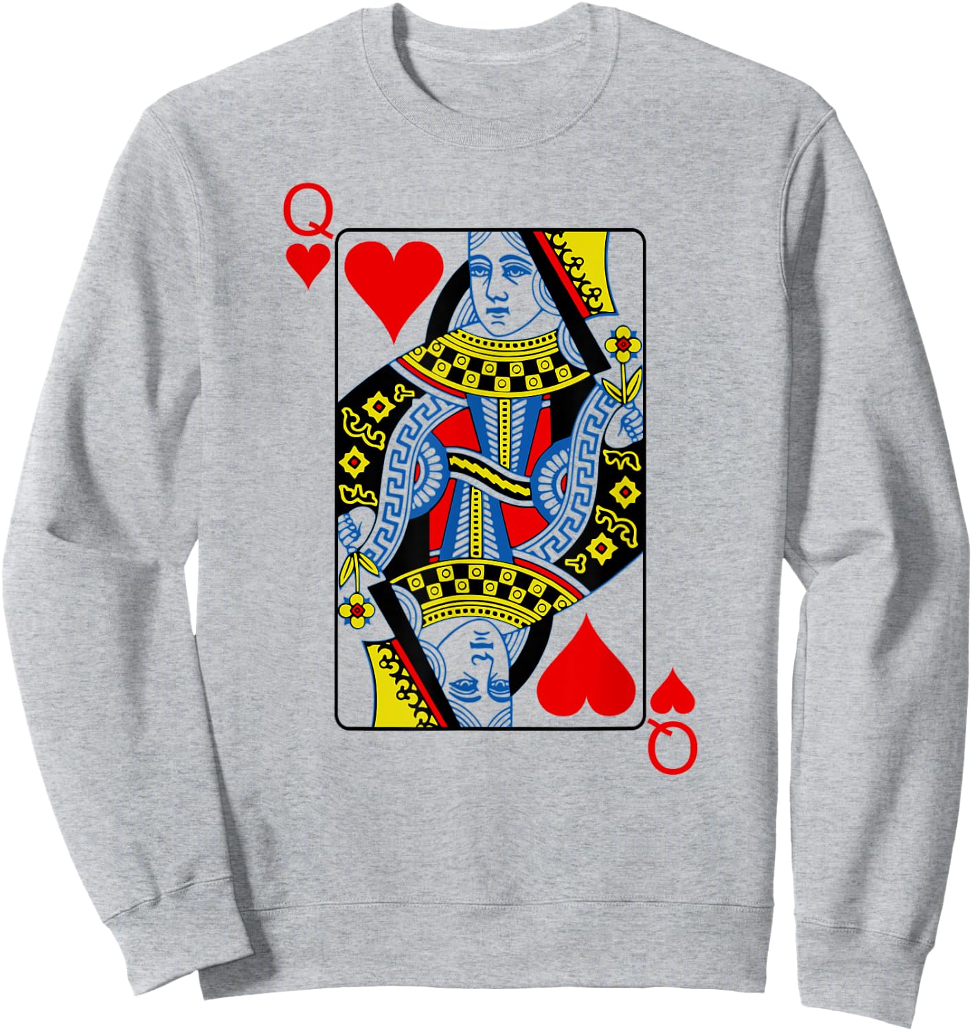 Queen Of Hearts Playing Cards Poker Sweatshirt - Sweatshirt | Ash