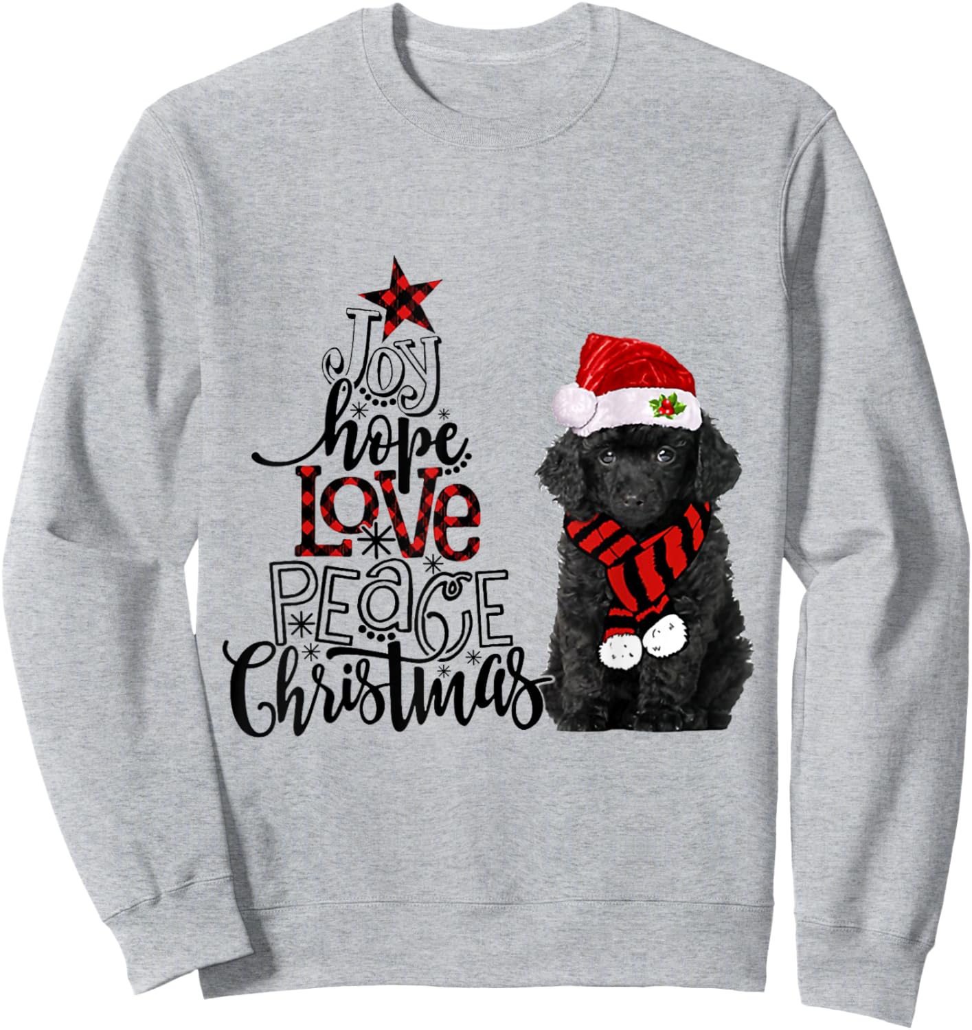 Joy Hope Love Peace Christmas Black Toy Poodle 2020 Sweatshirt - Sweatshirt | Ash