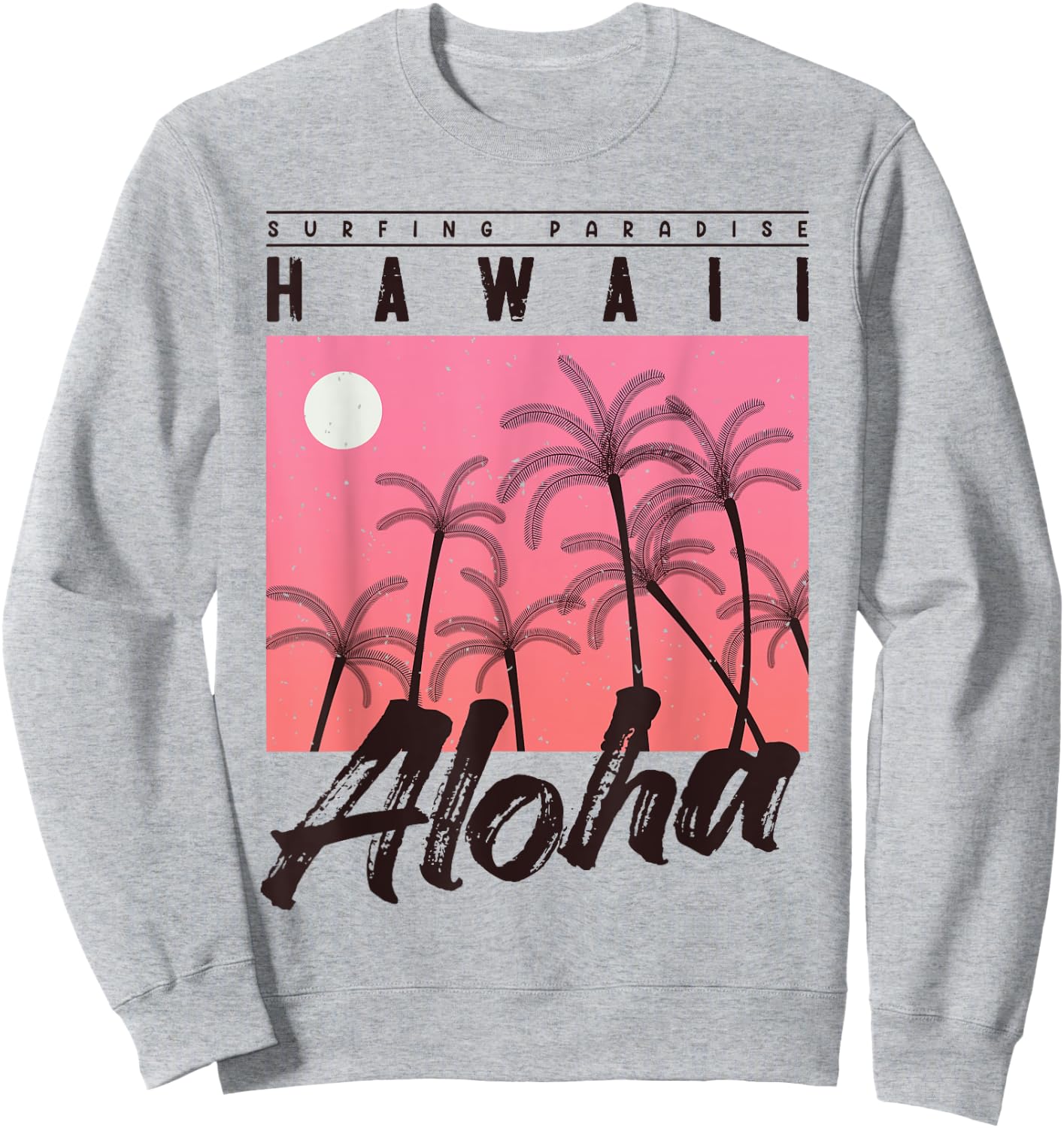 Aloha Hawaii Palm Tree retro sunset beach girls boys Sweatshirt - Sweatshirt | Ash
