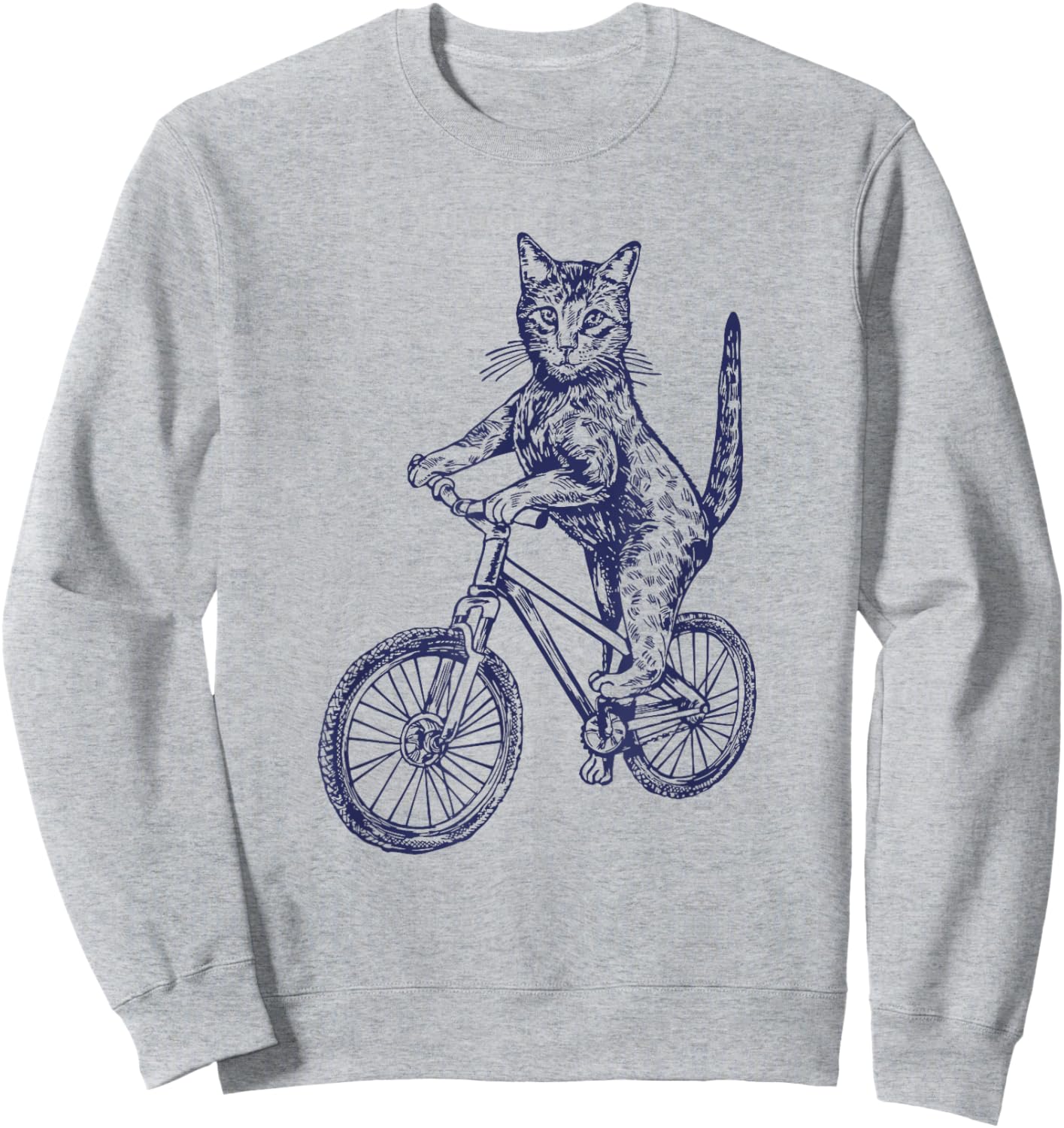 Cat Cycling Bicycle Funny Biker Cute Animal Biking Bike Sweatshirt - Sweatshirt | Ash