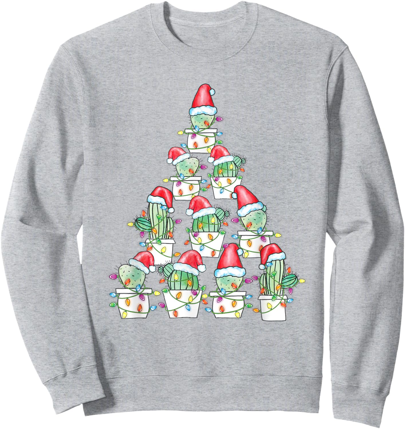 Christmas Cactus Xmas Tree Lights Succulent Cactus Sweatshirt - Sweatshirt | Ash