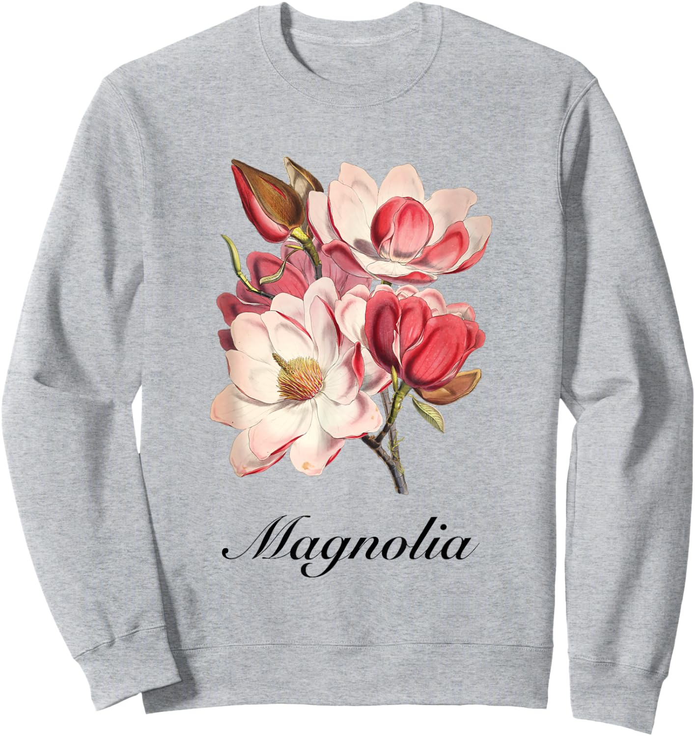 Vintage Magnolia Flower Floral Illustration Blossom Lovers Sweatshirt - Sweatshirt | Ash