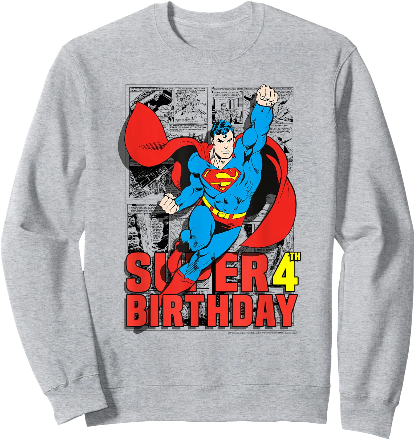 DC Comics Superman Super 4th Birthday Comic Sweatshirt - Sweatshirt | Ash