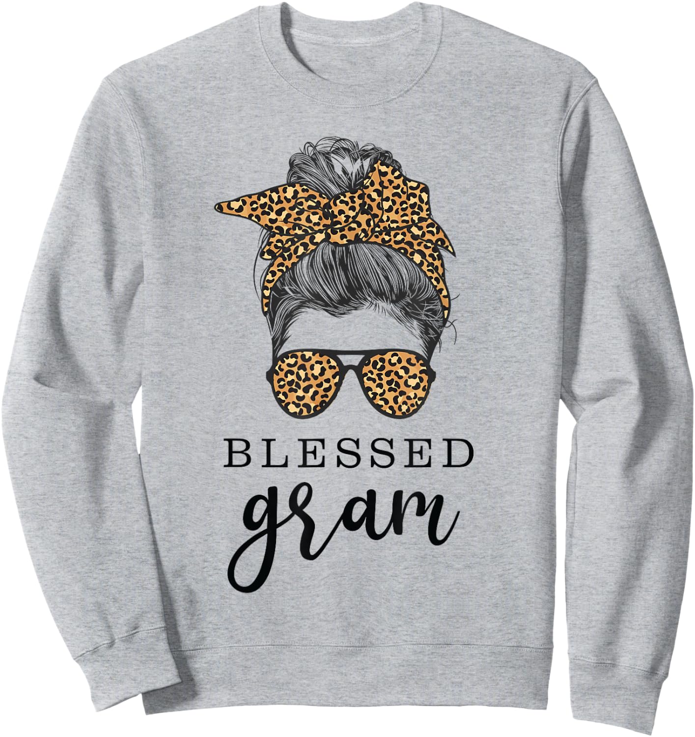 Blessed Gram Messy Bun Grandma Sweatshirt - Sweatshirt | Ash