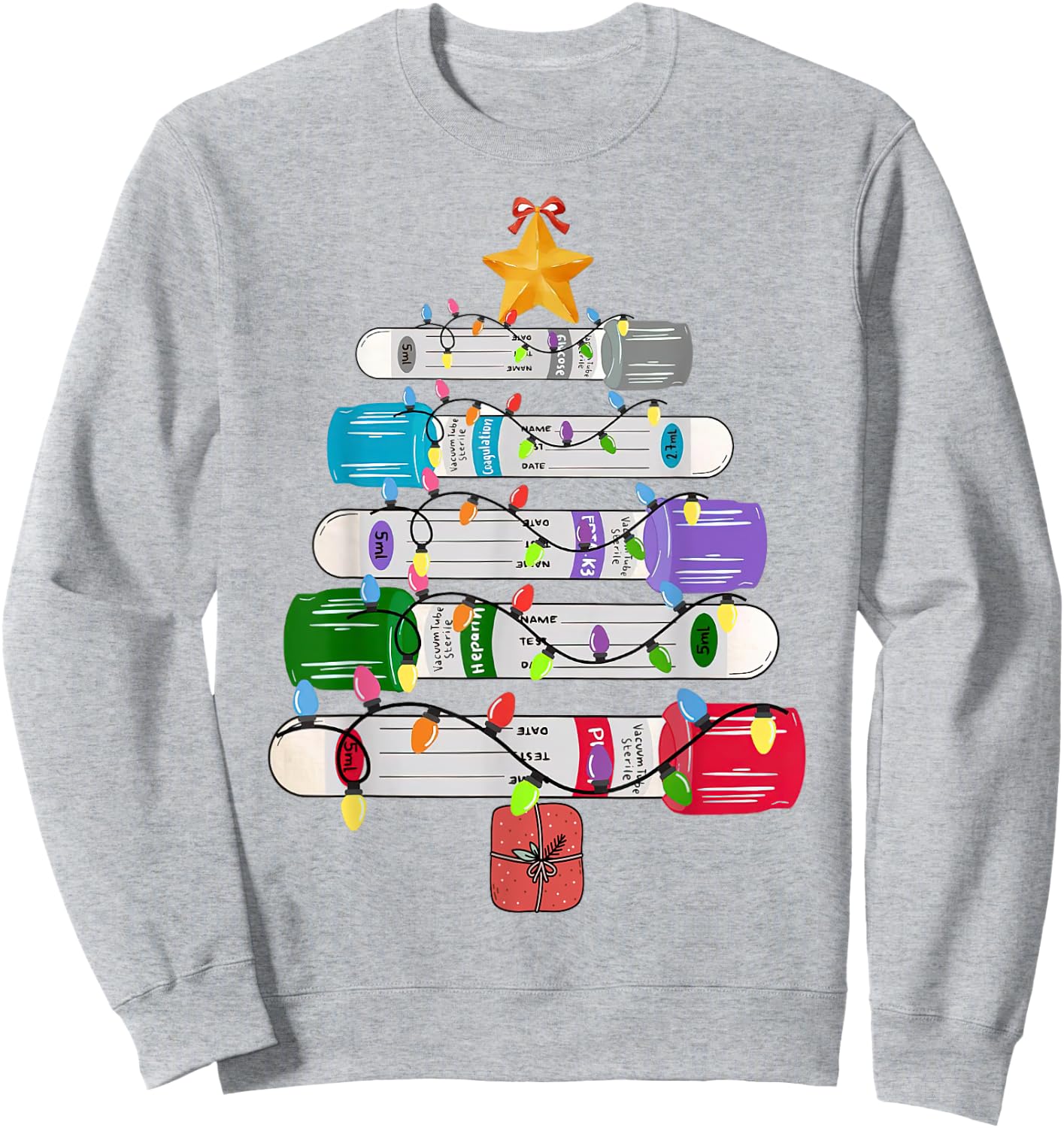 Test Tube Christmas, Phlebotomy Xmas, L@b Scientist Xmas Sweatshirt - Sweatshirt | Ash