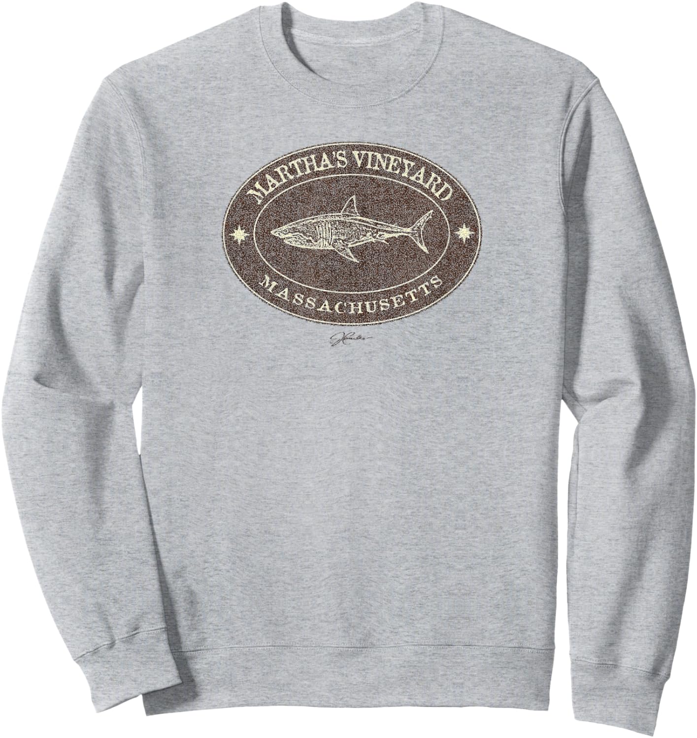 JCombs: Martha's Vineyard, MA, Great White Shark Sweatshirt - Sweatshirt | Ash