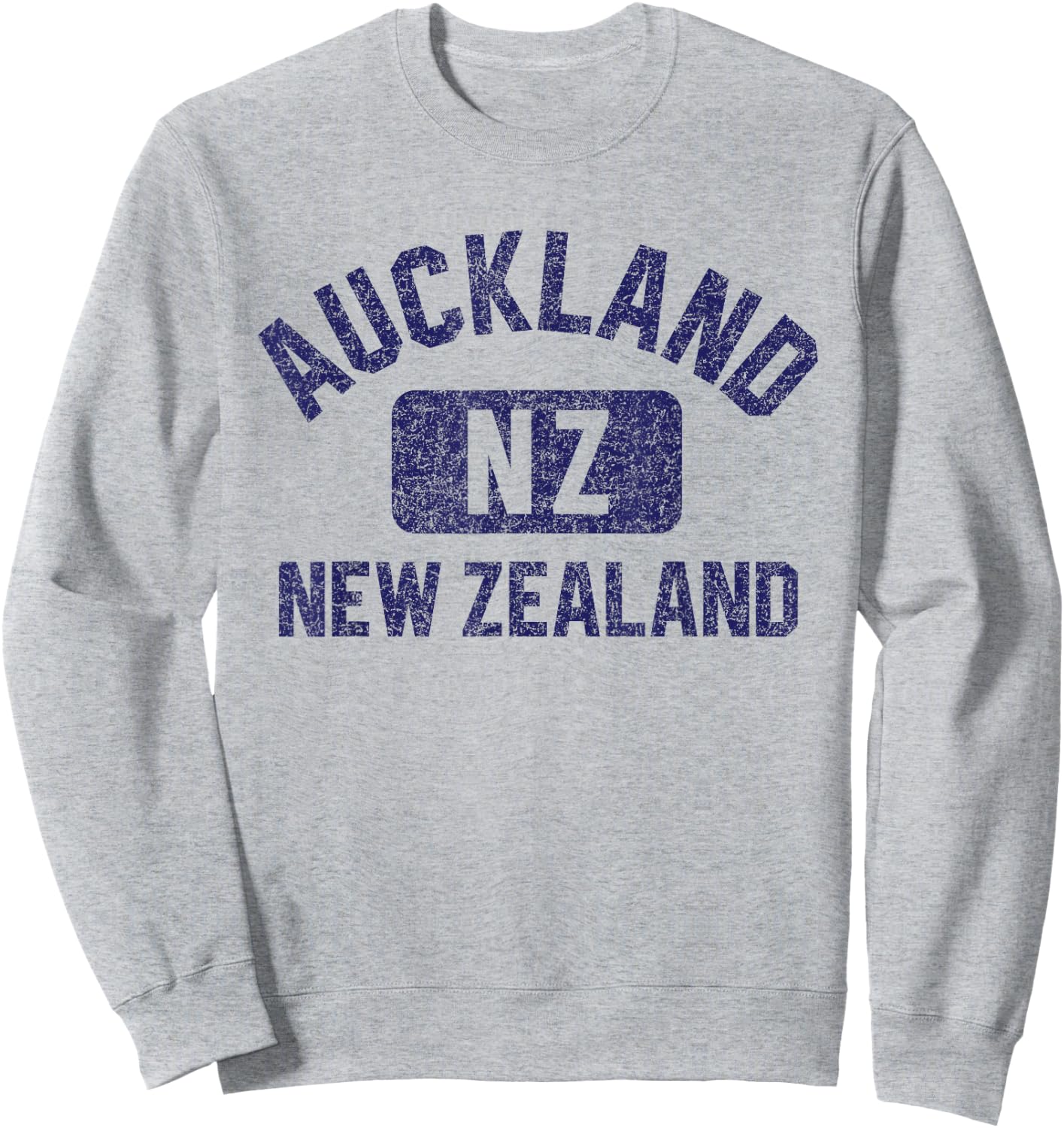 Auckland New Zealand Gym Style Distressed Dark Blue Print Sweatshirt - Sweatshirt | Ash