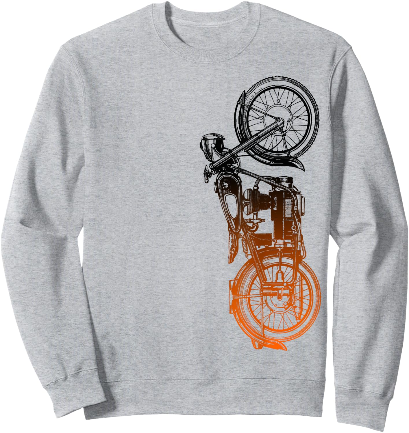 Vintage Retro Black Motorcycle Orange Ombre Sweatshirt - Sweatshirt | Ash
