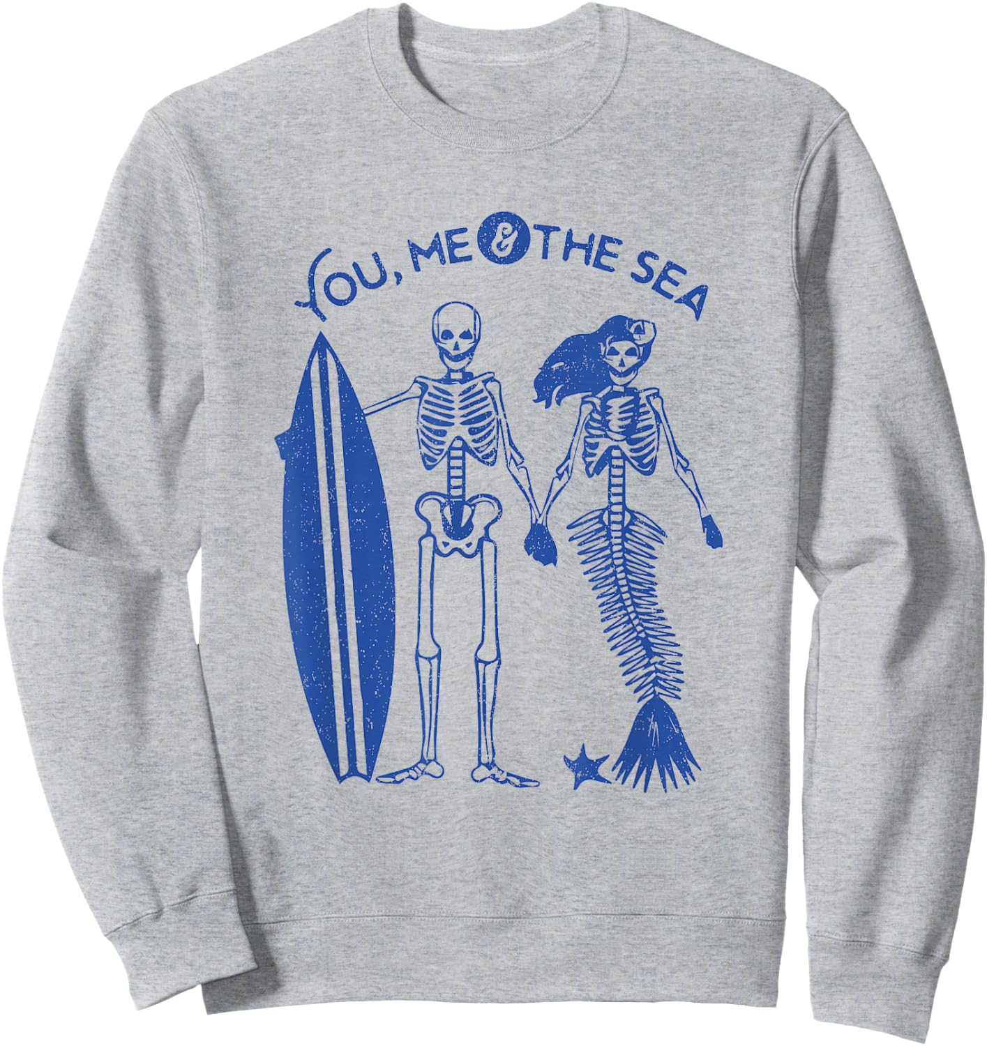 Mermaid Skeleton Island Surf Skull Shirt Sweatshirt - Sweatshirt | Ash