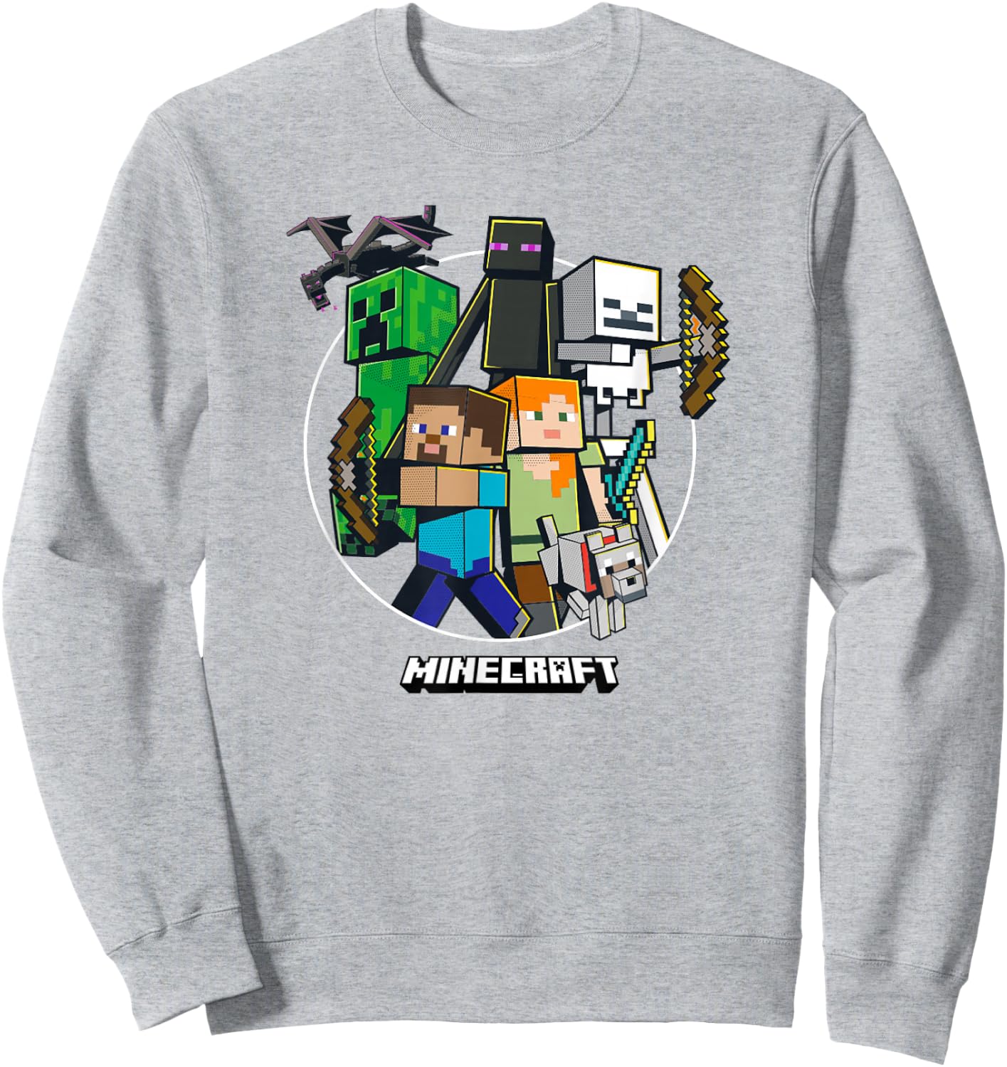 Minecraft Character Group Circle Logo Sweatshirt - Sweatshirt | Ash