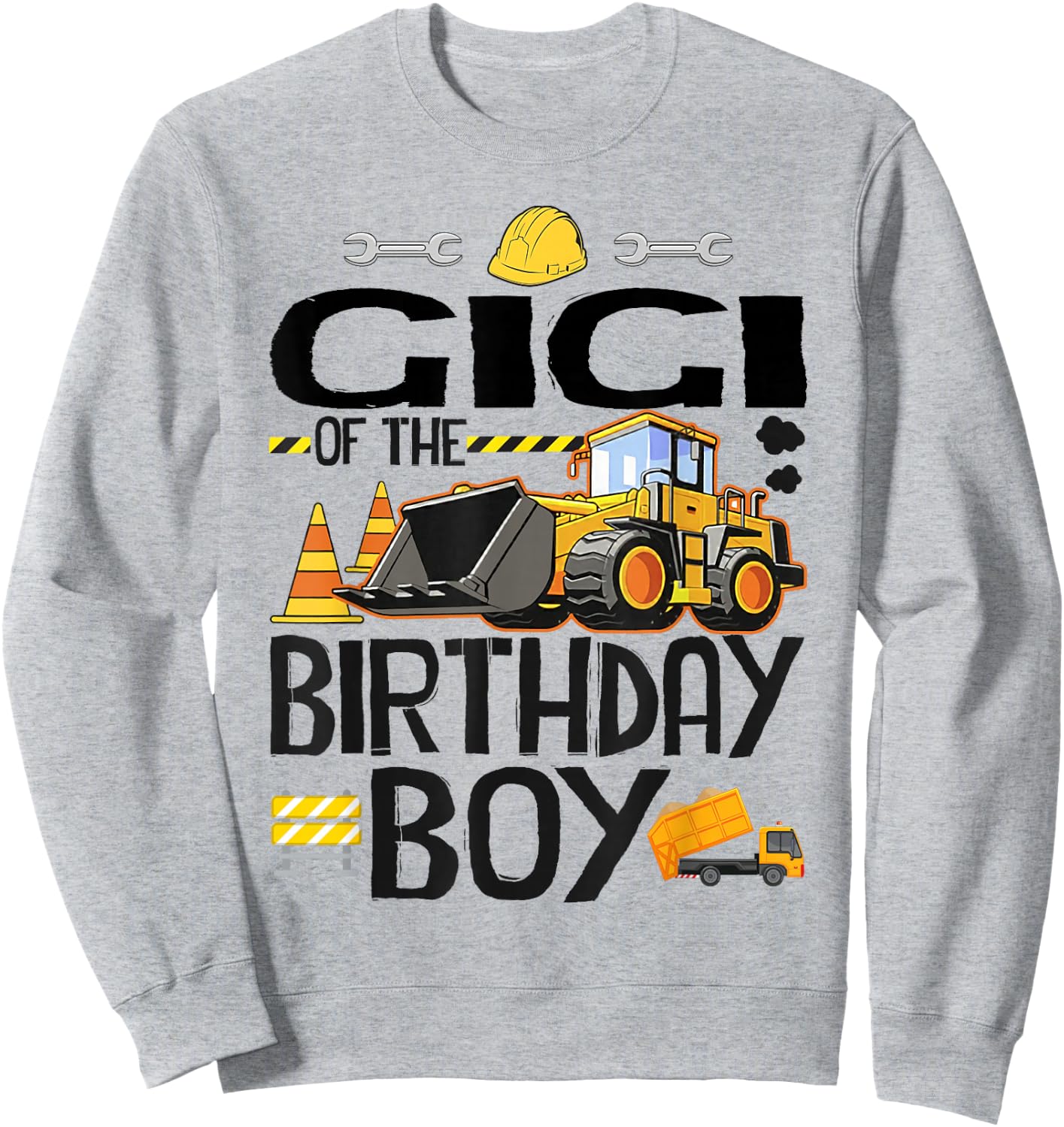 Gigi of The Birthday Boy Construction Excavator Family Sweatshirt - Sweatshirt | Ash