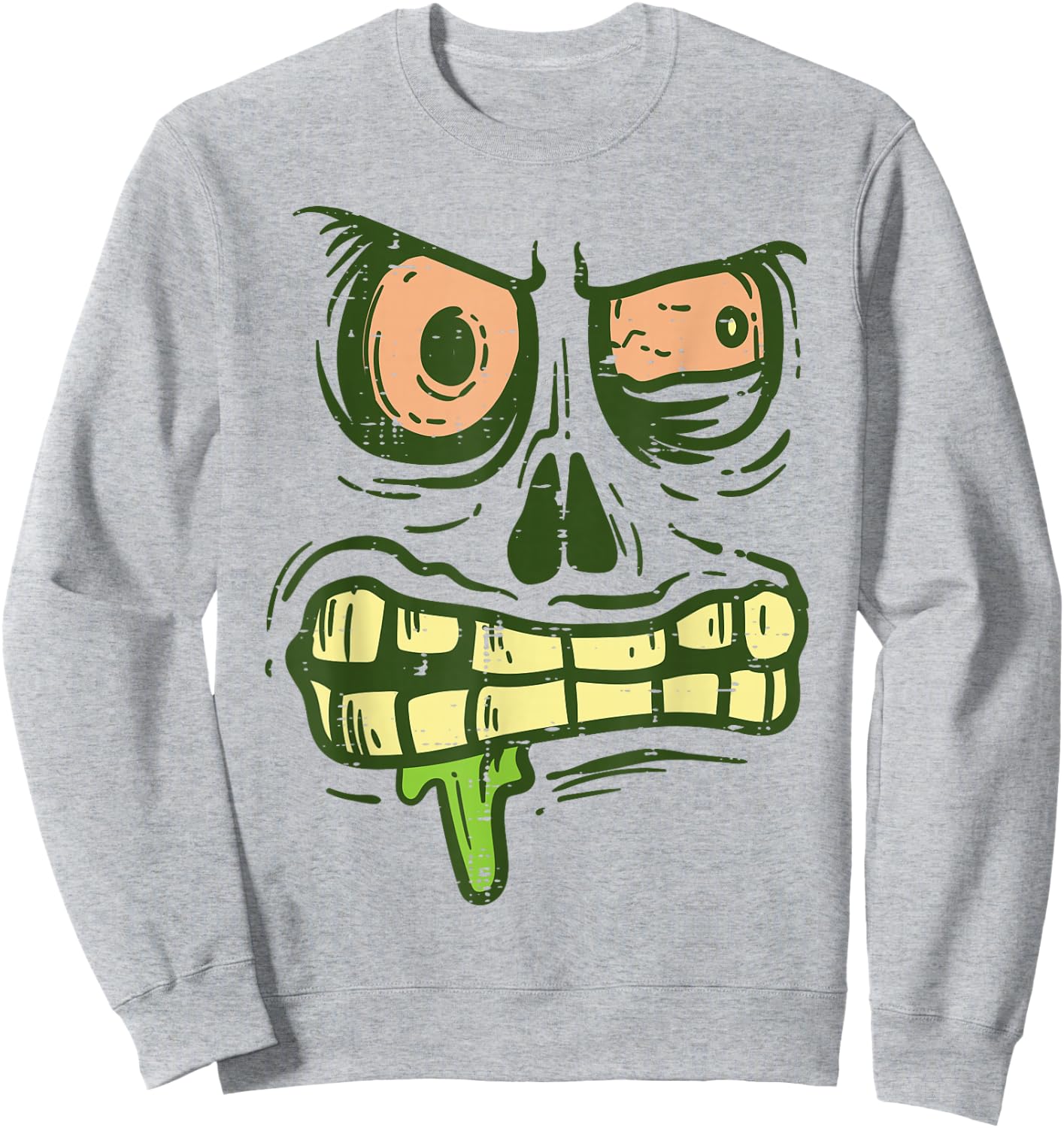 Green Zombie Monster Face Scary Spooky Halloween Boys Kids Sweatshirt - Sweatshirt | Ash