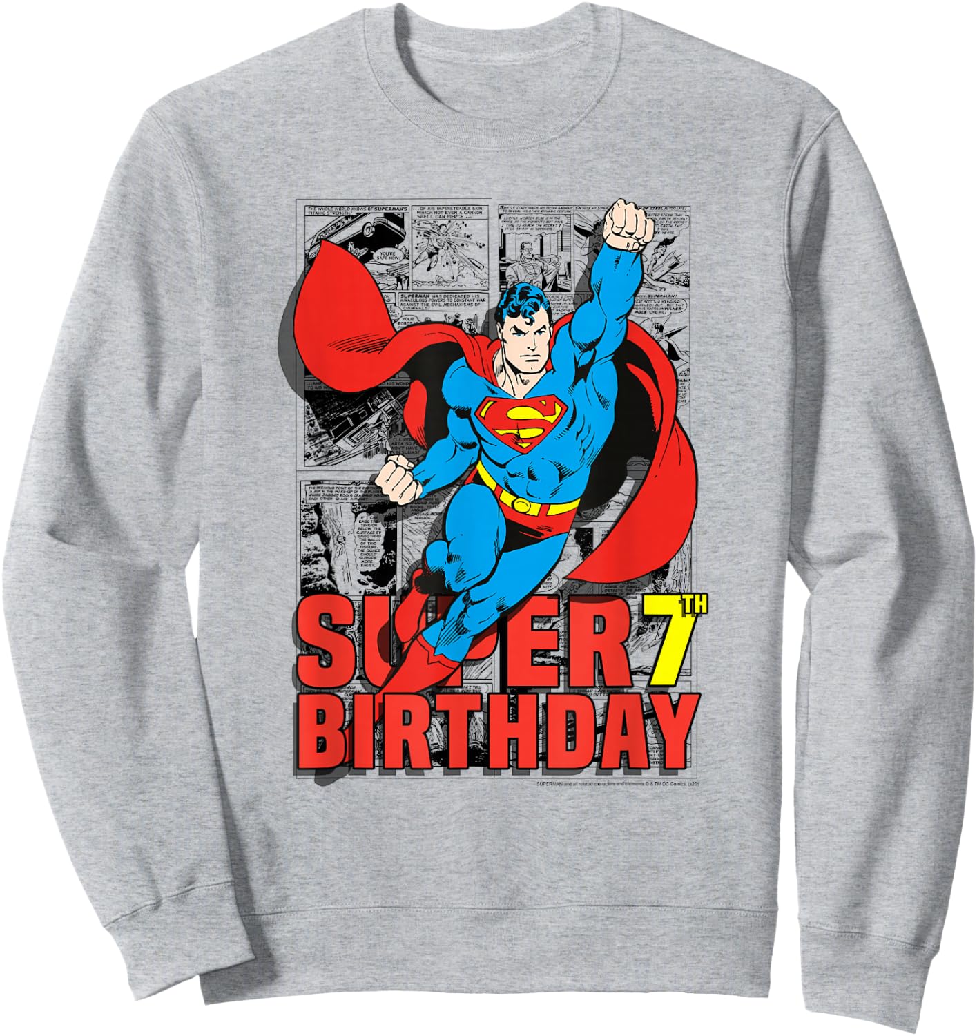 DC Comics Superman Super 7th Birthday Comic Sweatshirt - Sweatshirt | Ash