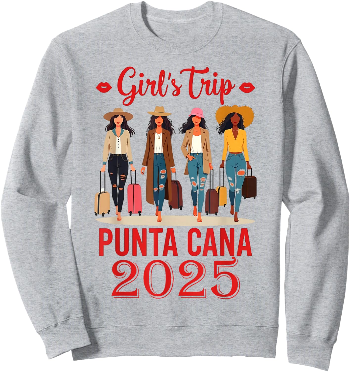 Punta Cana Girls Trip 2025 Funny Vacation Sweatshirt - Sweatshirt | Ash