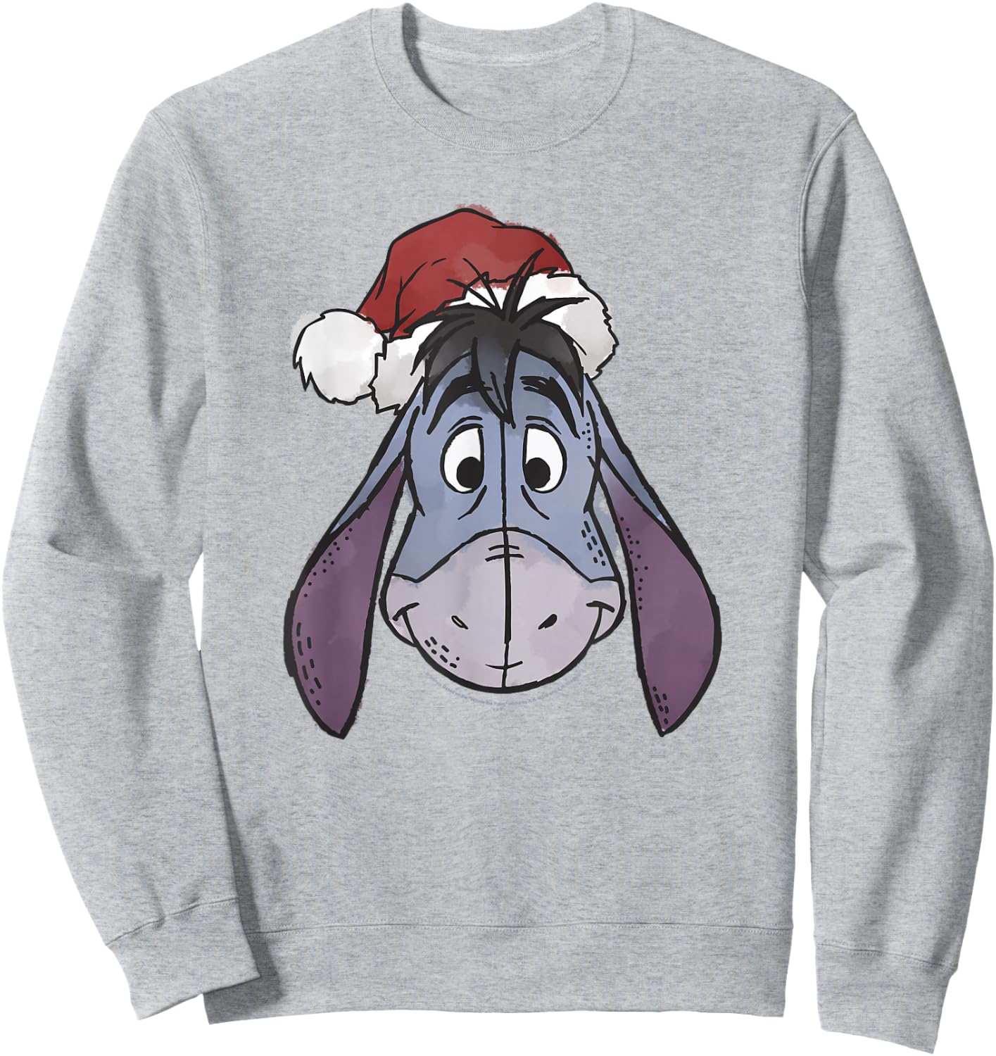 Disney Winnie The Pooh Christmas Eeyore Santa Hat Sweatshirt - Sweatshirt | Ash