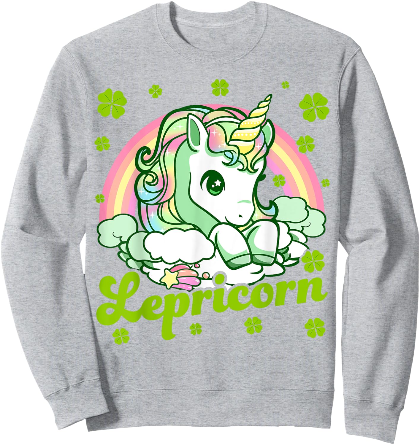 Lepricorn Rainbow St Patricks Day Unicorn Girls Kids Teacher Sweatshirt - Sweatshirt | Ash