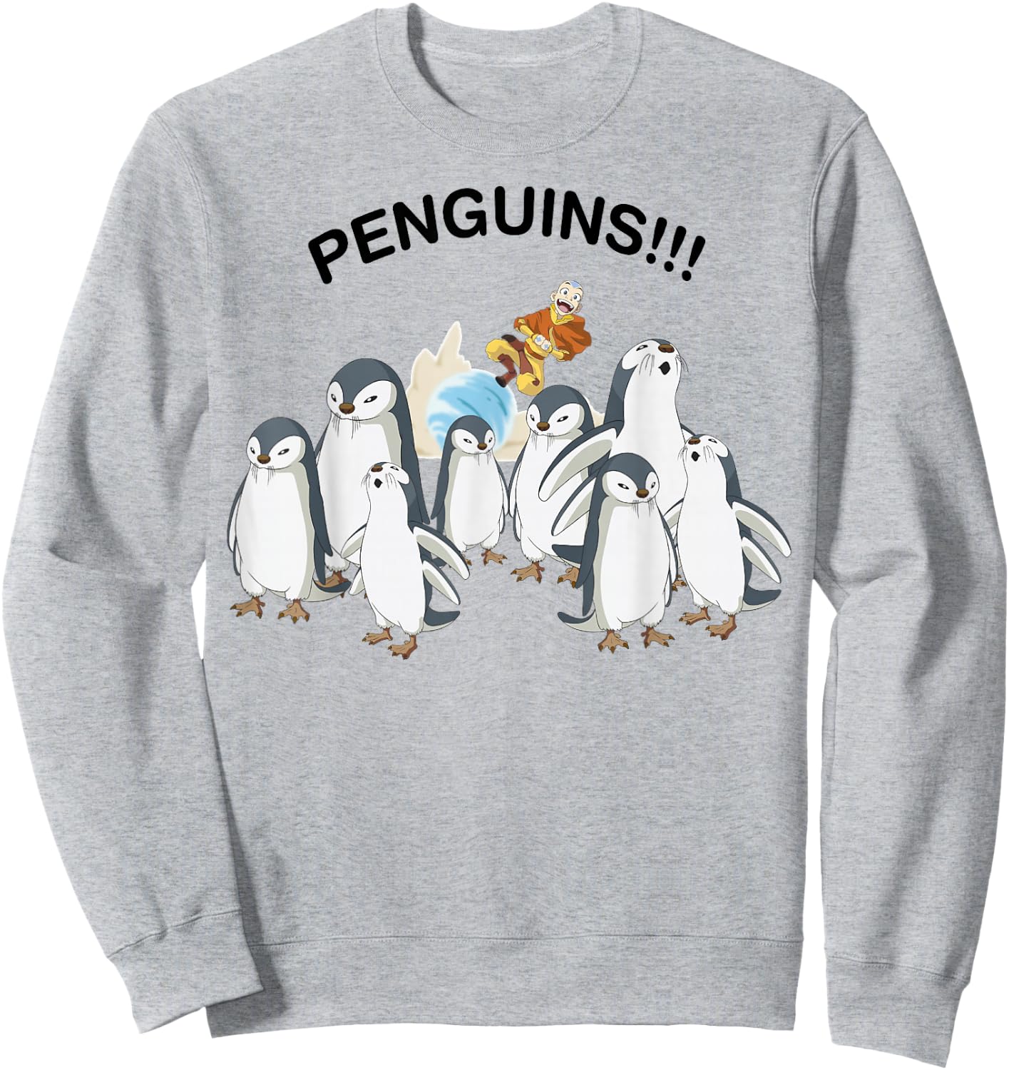 Avatar: The Last Airbender Aang And Penguins!! Portrait Sweatshirt - Sweatshirt | Ash