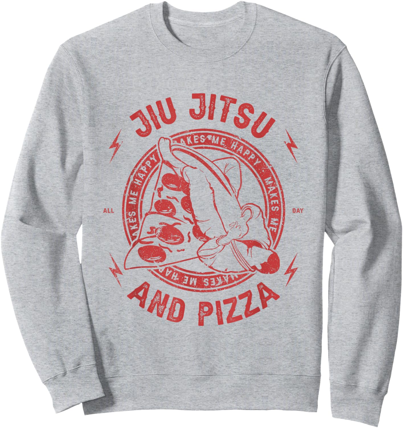 Jiu Jitsu And Pizza Funny Jujitsu BJJ and Mixed Martial Arts Sweatshirt - Sweatshirt | Ash