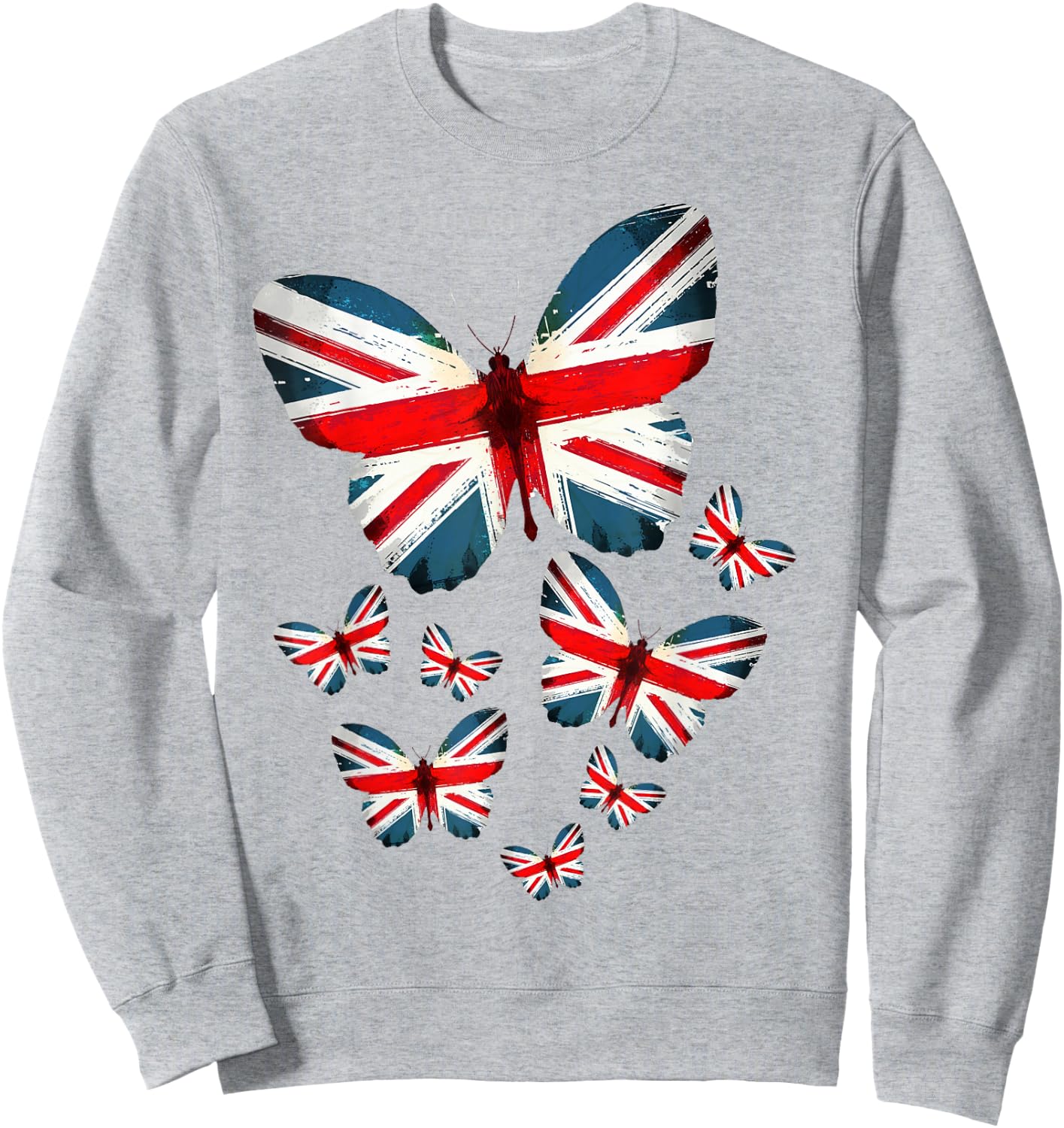 Union Jack Flag Butterfly For Kids & UK British Expats Sweatshirt - Sweatshirt | Ash