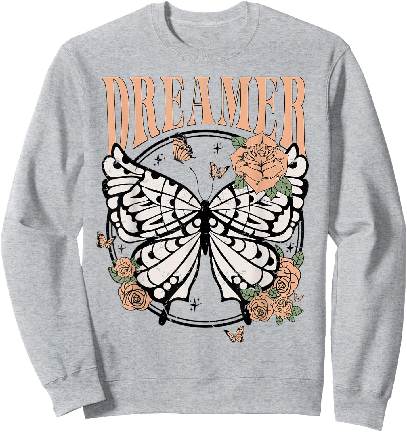 Vintage Retro Dreamer Butterfly 80's 90's Style Lover Gift Sweatshirt - Sweatshirt | Ash