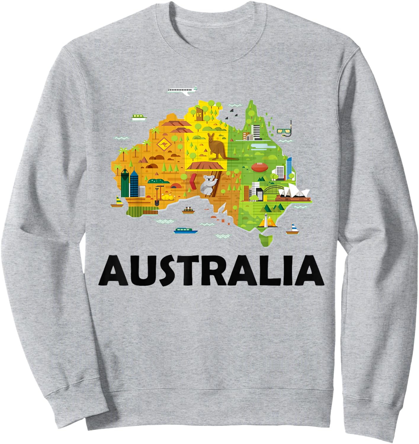 Australia Australian Elements Fun Map Ocenia Small Sweatshirt - Sweatshirt | Ash
