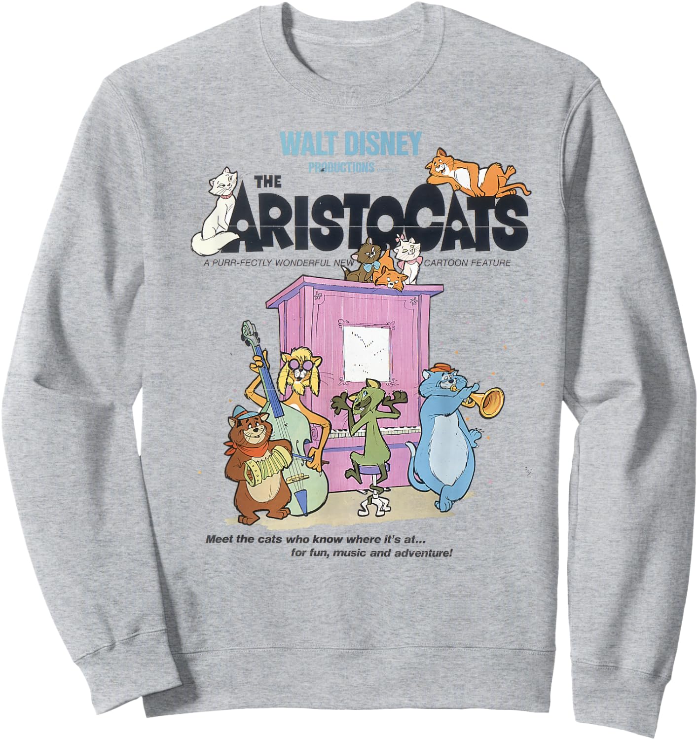 Disney The Aristocats Cats Playing Piano Small Sweatshirt - Sweatshirt | Ash
