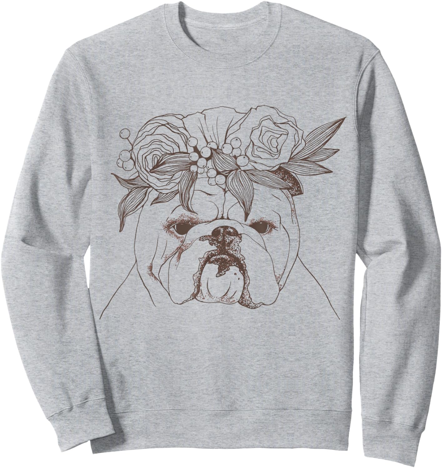 Flower Bouquet English British Bulldog Women Girls Kids Sweatshirt - Sweatshirt | Ash