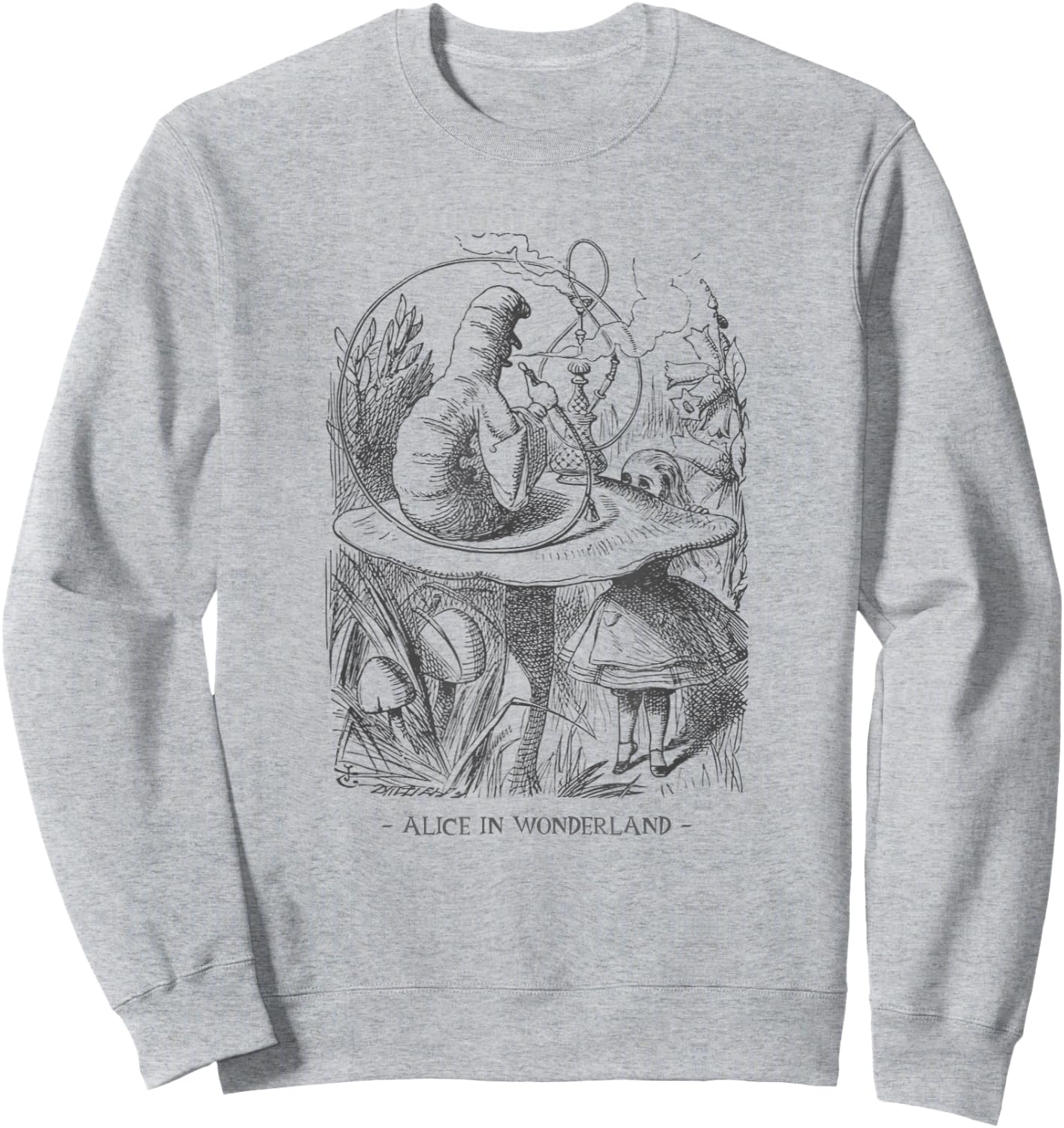 Alice In Wonderland - with Caterpillar Absolem on Mushroom Sweatshirt - Sweatshirt | Ash