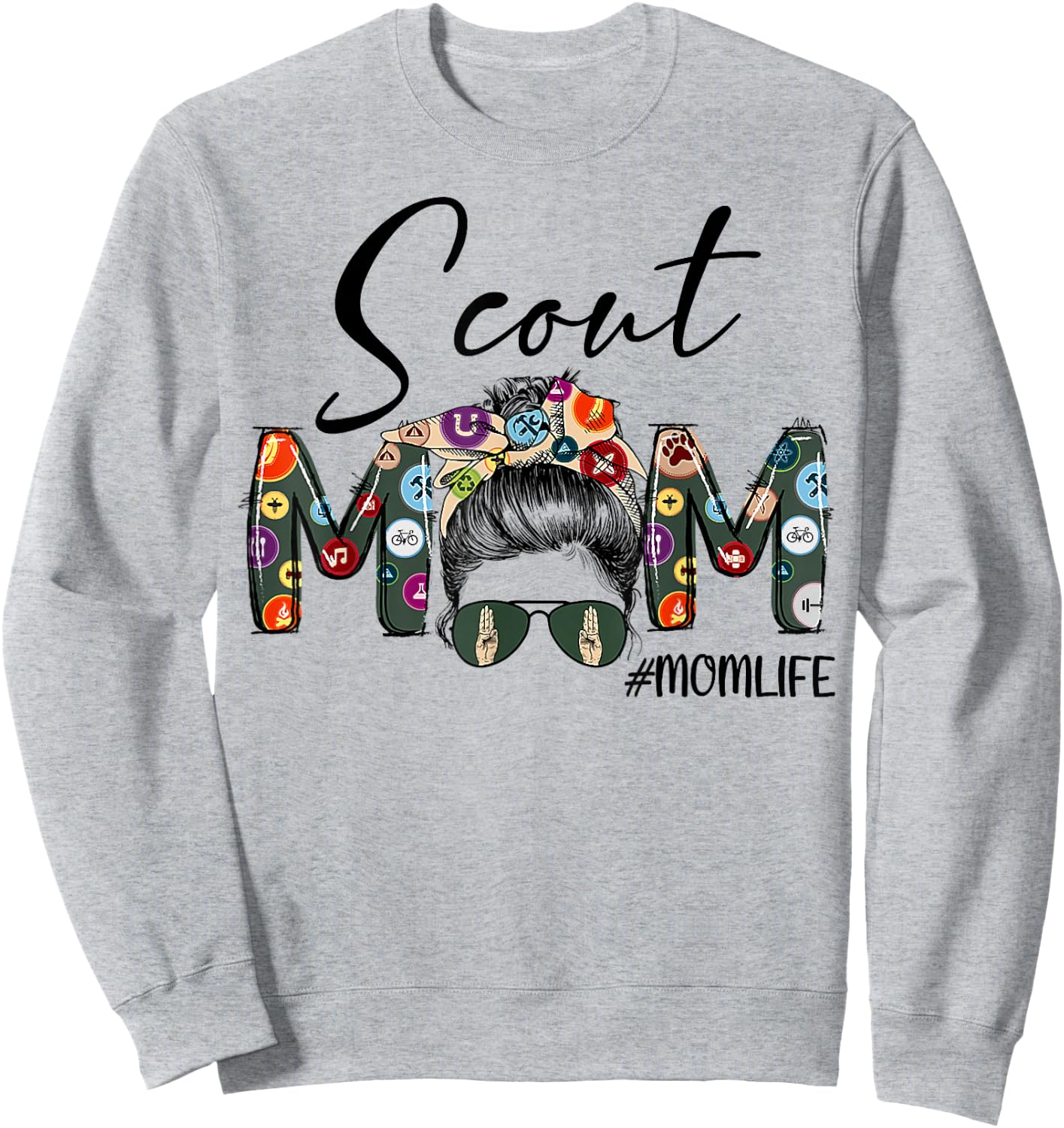 Scouting Scout Mom Life Messy Bun Hair Mother's Day Sweatshirt - Sweatshirt | Ash