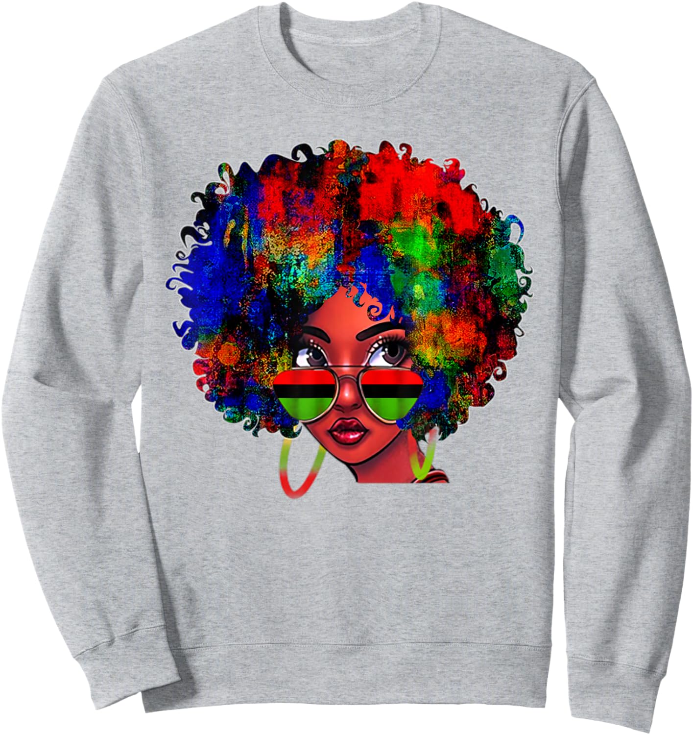 Black Queen Afro Beauty Melanin Black History Pride Art Sweatshirt - Sweatshirt | Ash