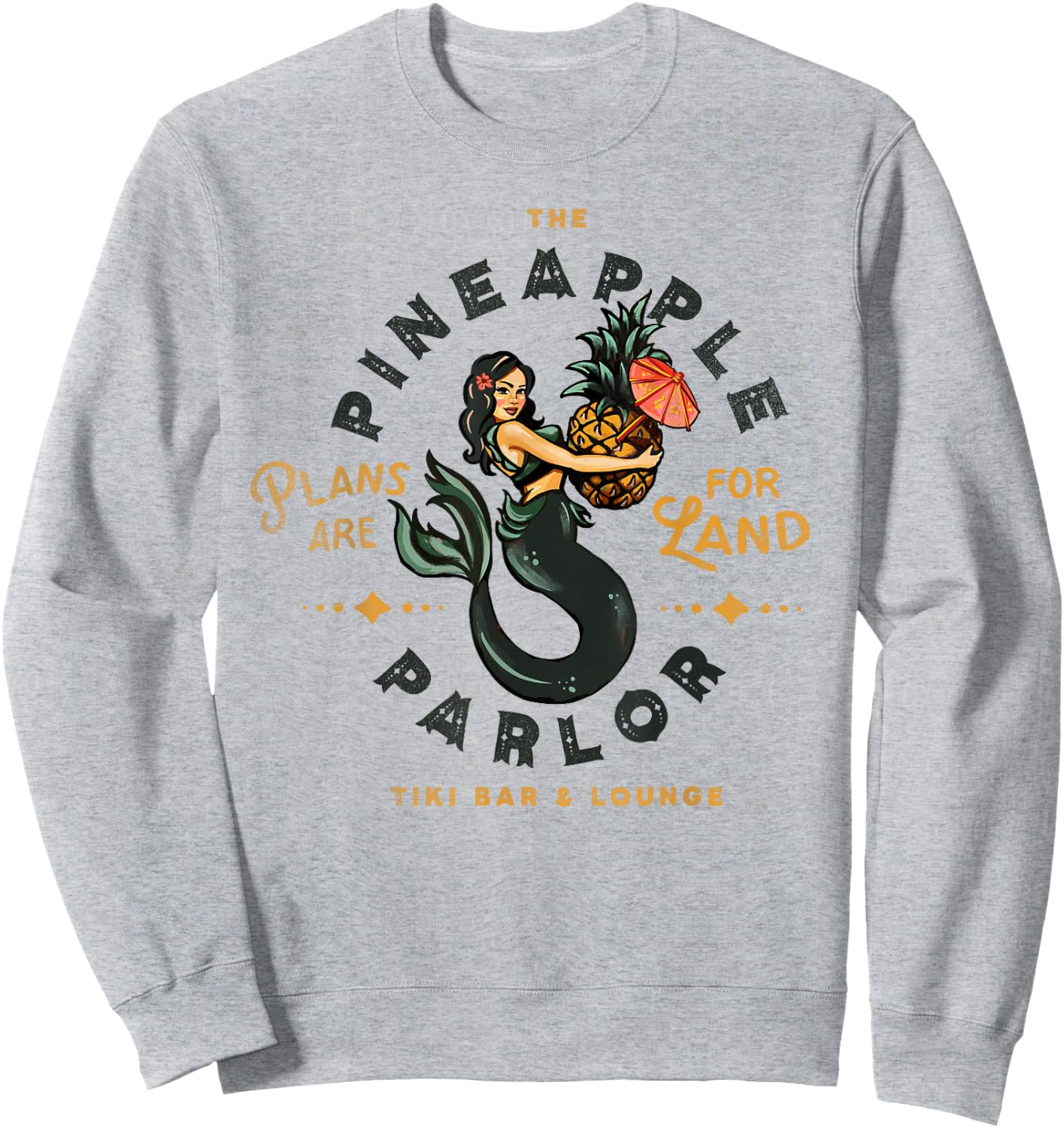 The Pineapple Parlor Tiki Bar & Lounge Vintage Pinup Mermaid Small Sweatshirt - Sweatshirt | Ash