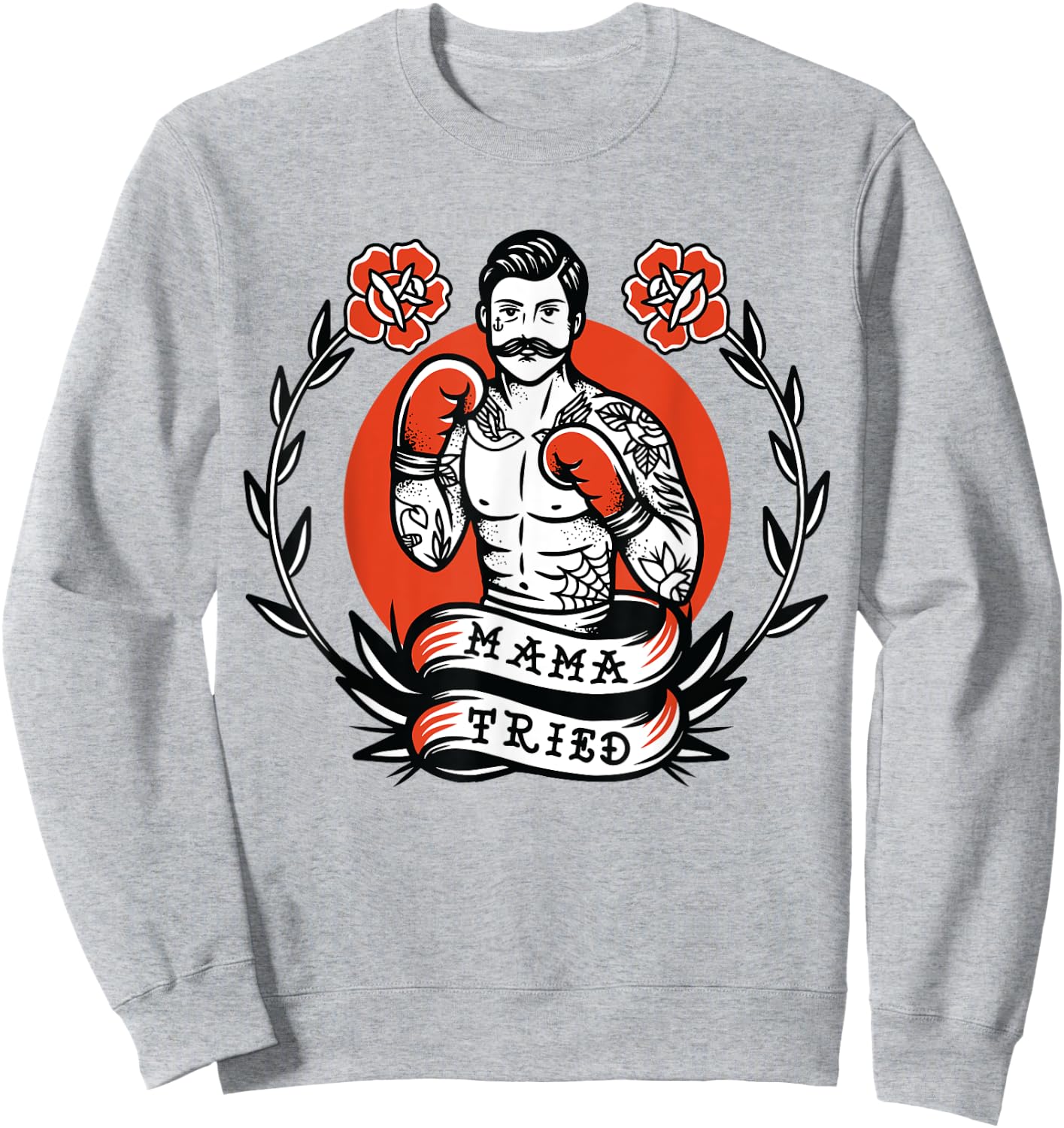Boxer American Traditional Tattoo Old School Boxing Flash Sweatshirt - Sweatshirt | Ash