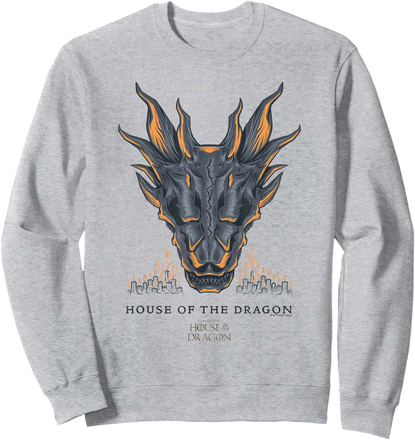 House of the Dragon Skull City Fire Sweatshirt - Sweatshirt | Ash