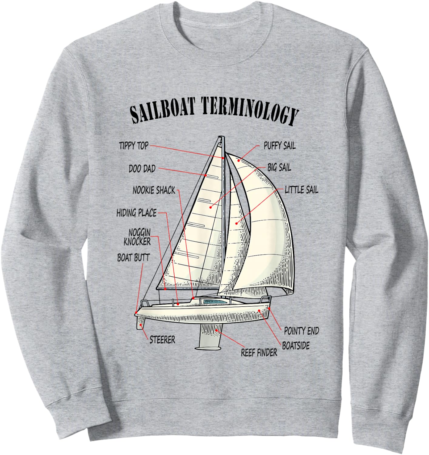 Funny and Completely Wrong Sailboat Terminology Sweatshirt - Sweatshirt | Ash