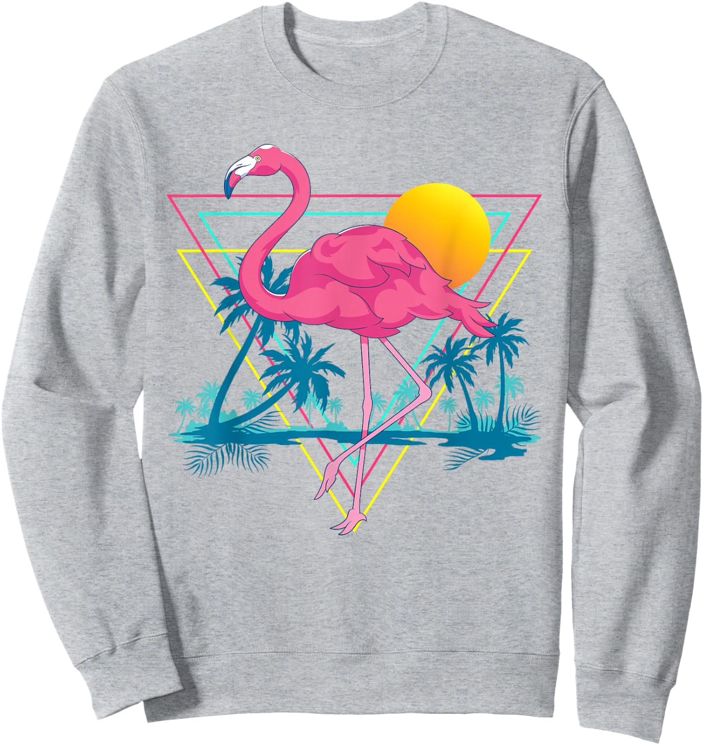 Pink Flamingo Beach Summer Vibes Palm Trees Tropical Summer Sweatshirt - Sweatshirt | Ash