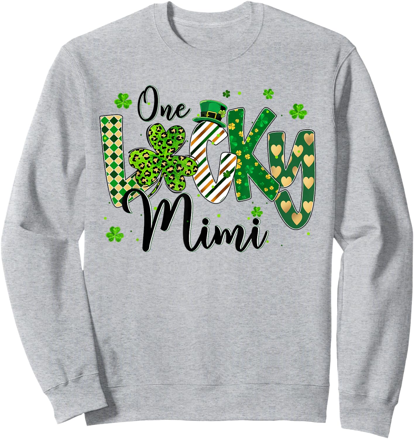 Shamrock One Lucky Mimi St. Patrick's Day Mother Mom Sweatshirt - Sweatshirt | Ash