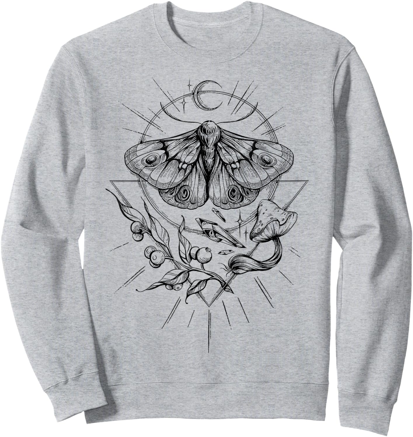 Moth Mystical Goth Dark Goblincore Sweatshirt - Sweatshirt | Ash