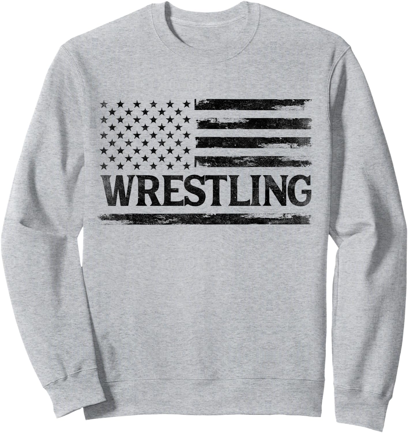 Wrestling Black Vintage USA Flag Wrestler Coach Sweatshirt - Sweatshirt | Ash